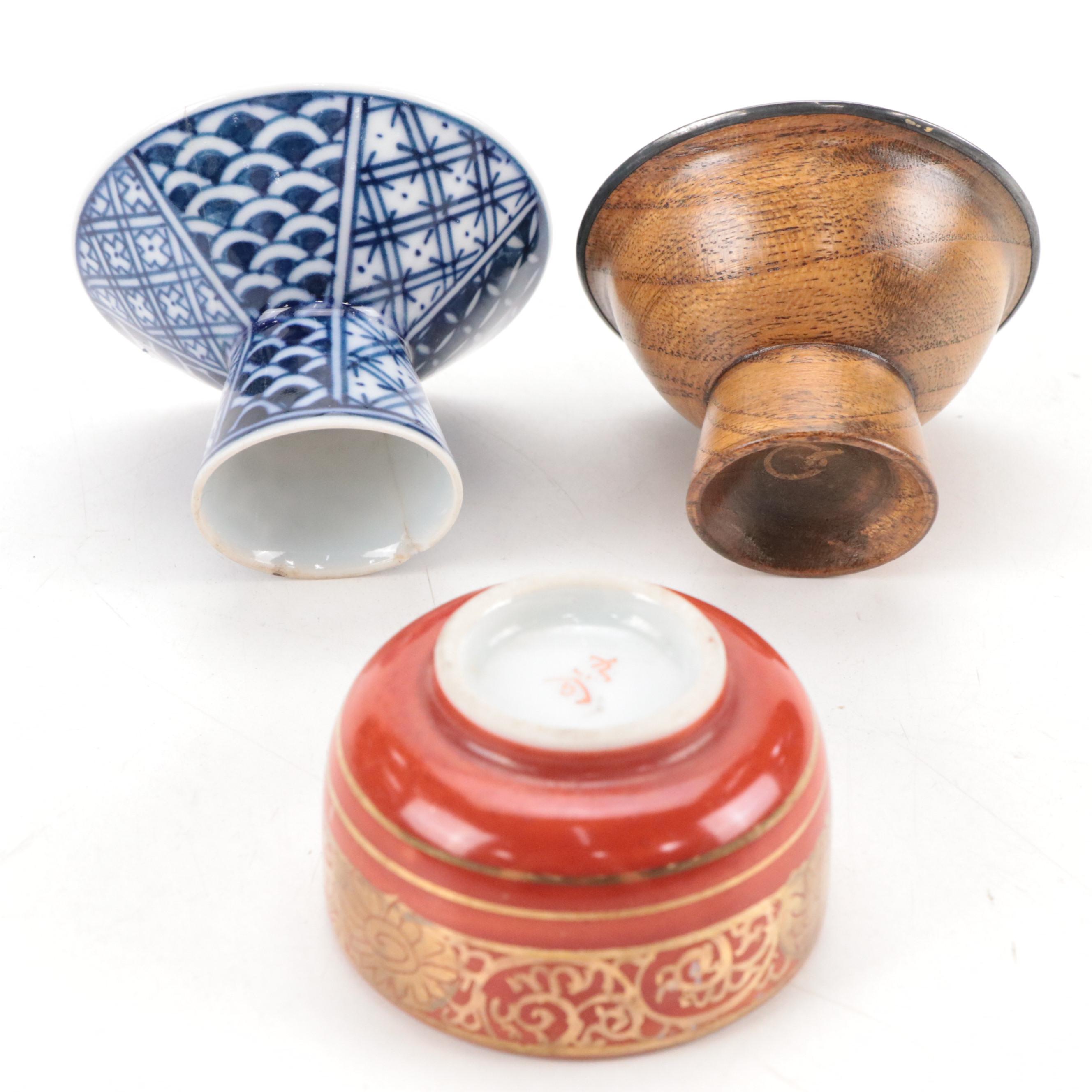 Noritake Porcelain Egg Cup with Hand-Painted Porcelain Sake Cups and More