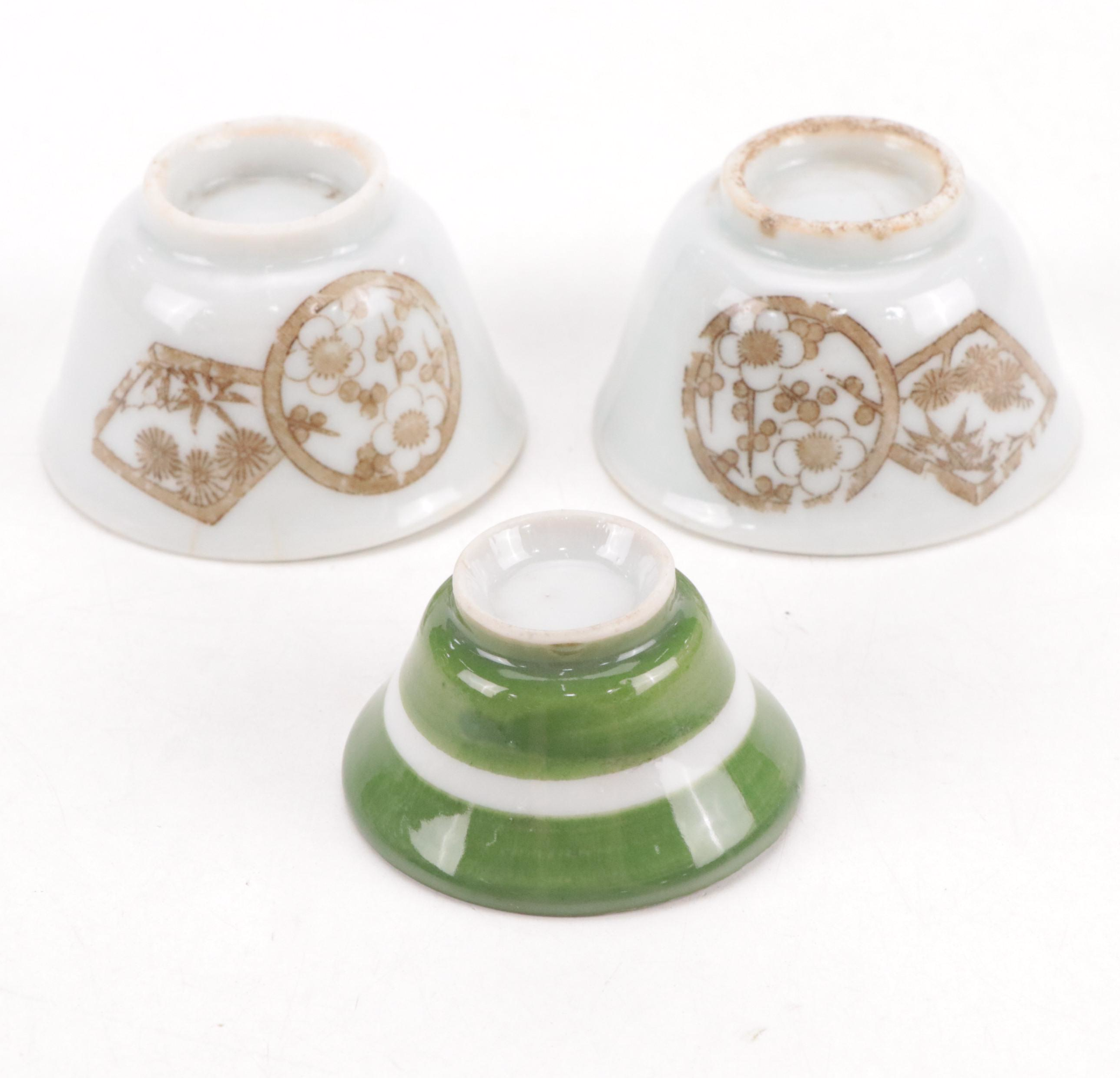 Noritake Porcelain Egg Cup with Hand-Painted Porcelain Sake Cups and More