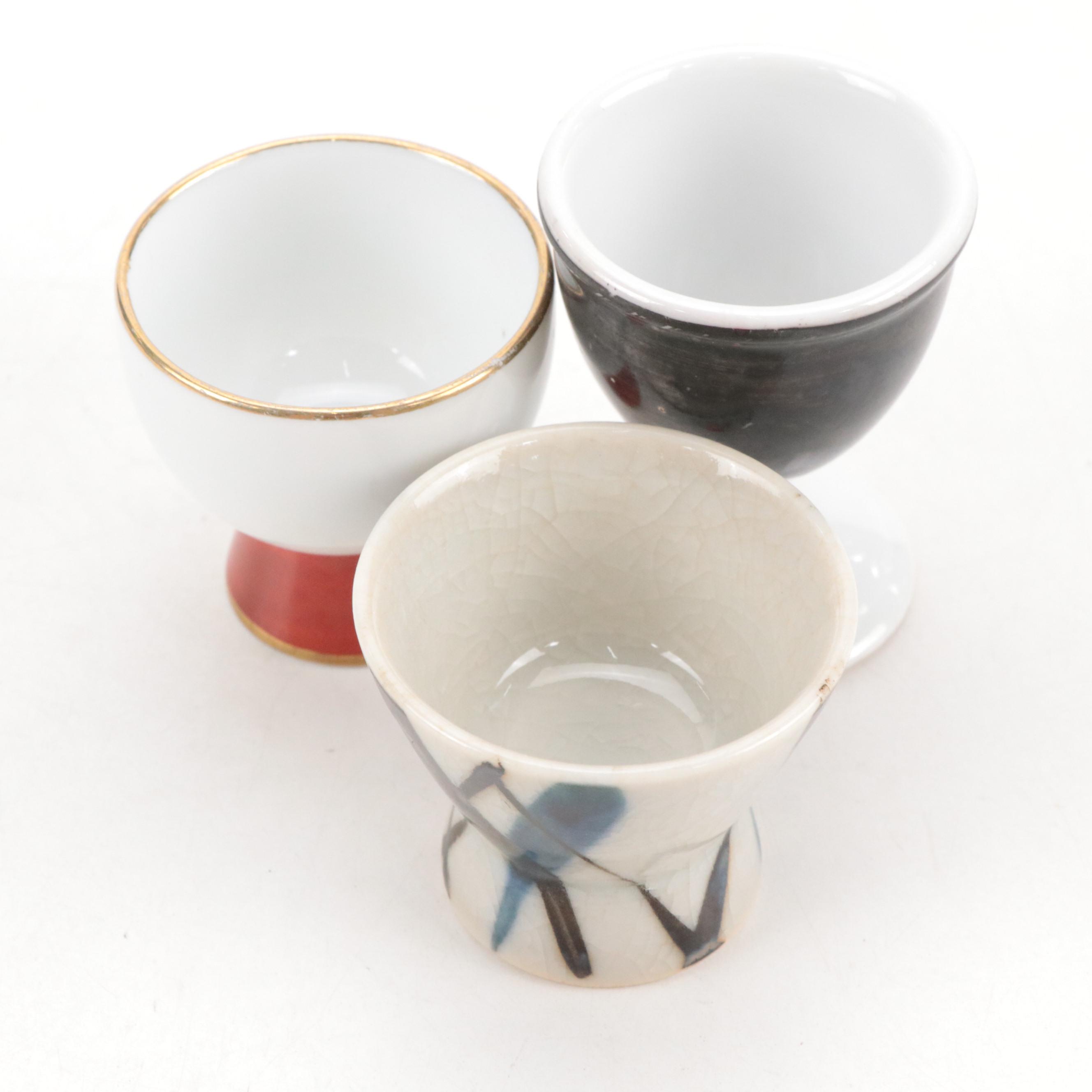 Noritake Porcelain Egg Cup with Hand-Painted Porcelain Sake Cups and More