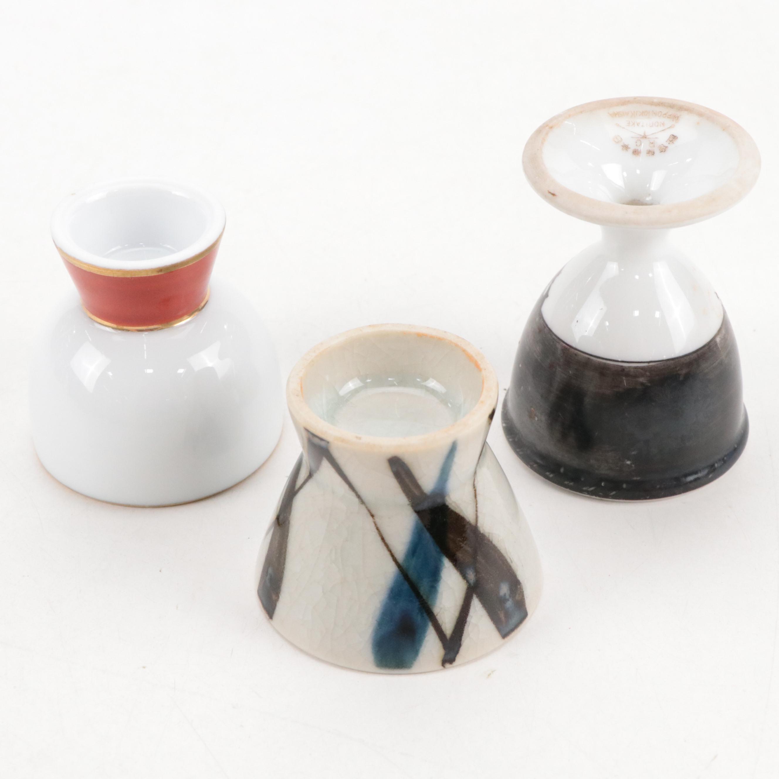 Noritake Porcelain Egg Cup with Hand-Painted Porcelain Sake Cups and More