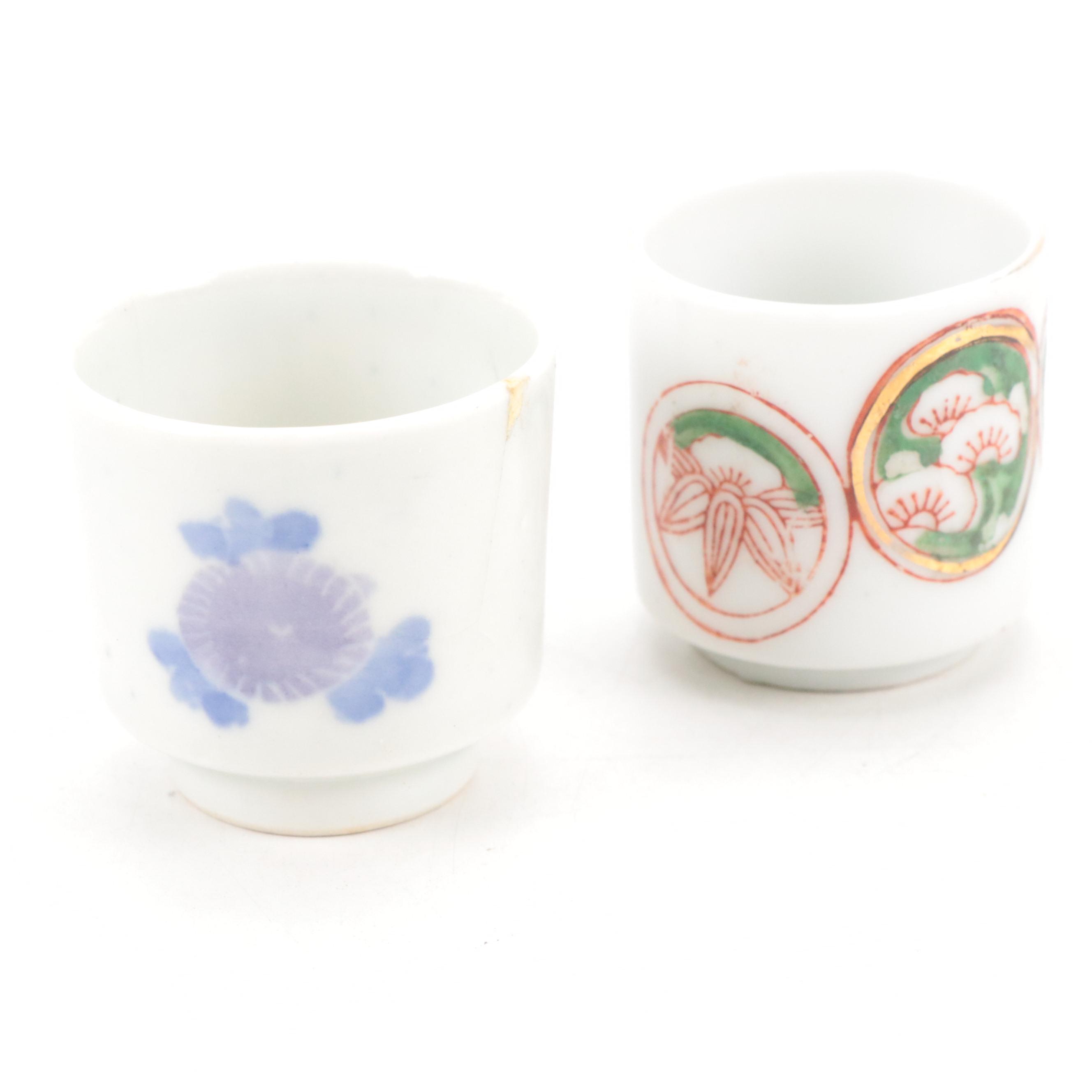 Noritake Porcelain Egg Cup with Hand-Painted Porcelain Sake Cups and More