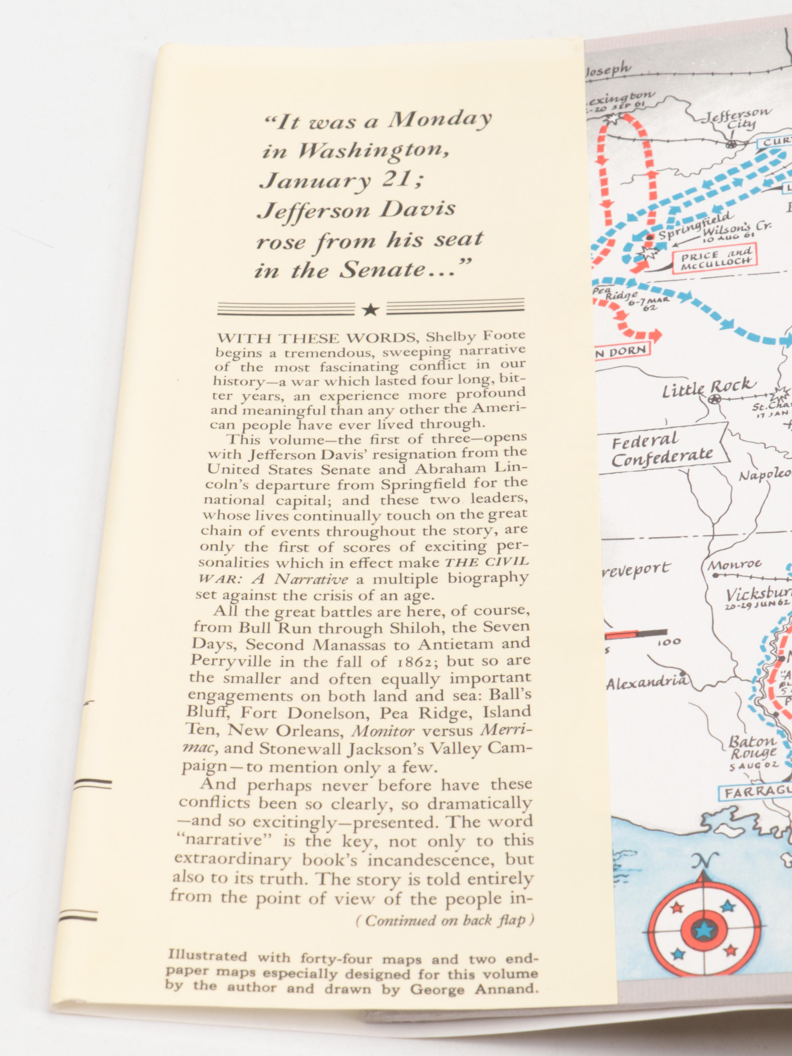 Book Club Edition "The Civil War: A Narrative" Three-Volume Set by Shelby Foote