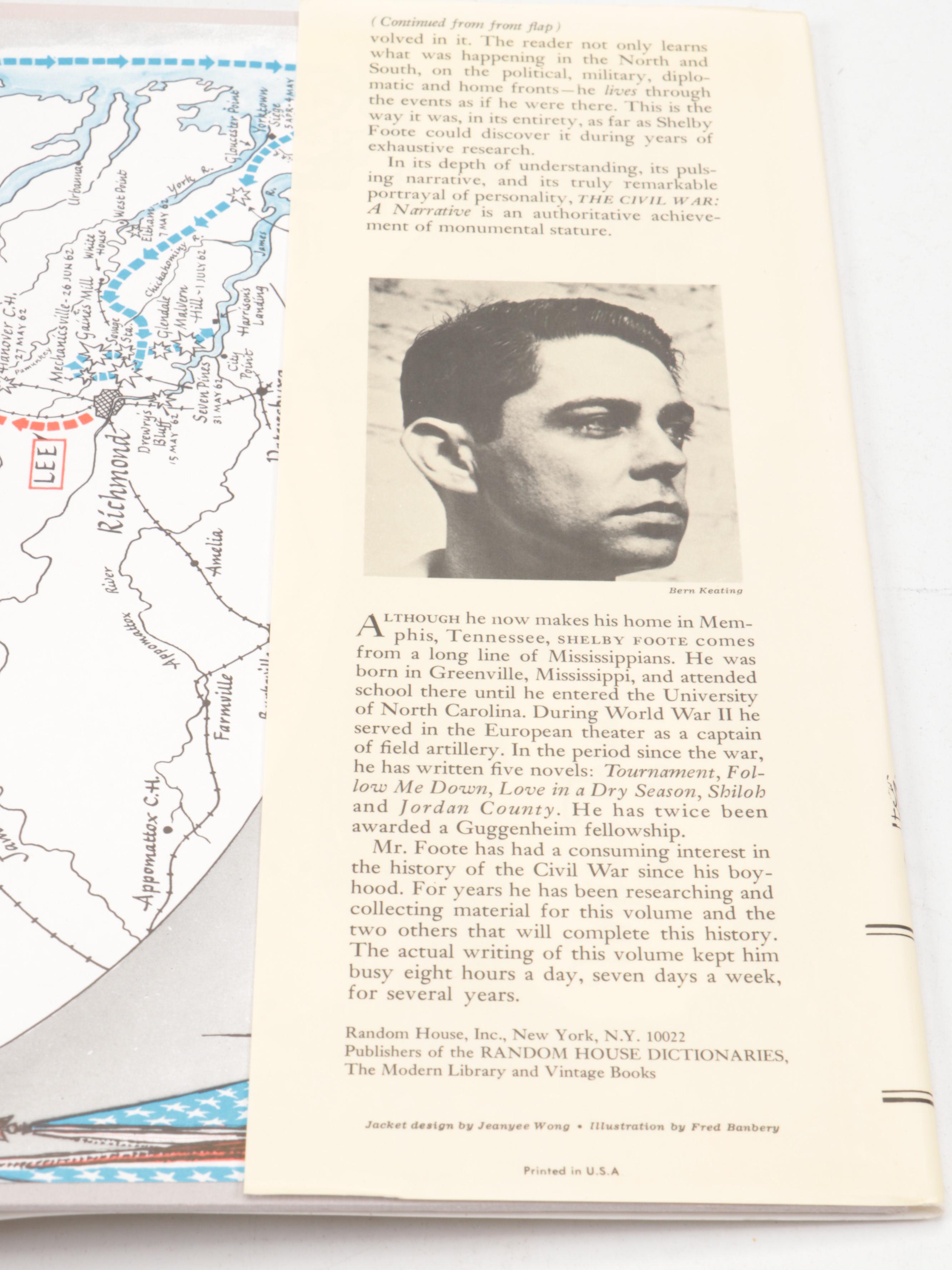 Book Club Edition "The Civil War: A Narrative" Three-Volume Set by Shelby Foote