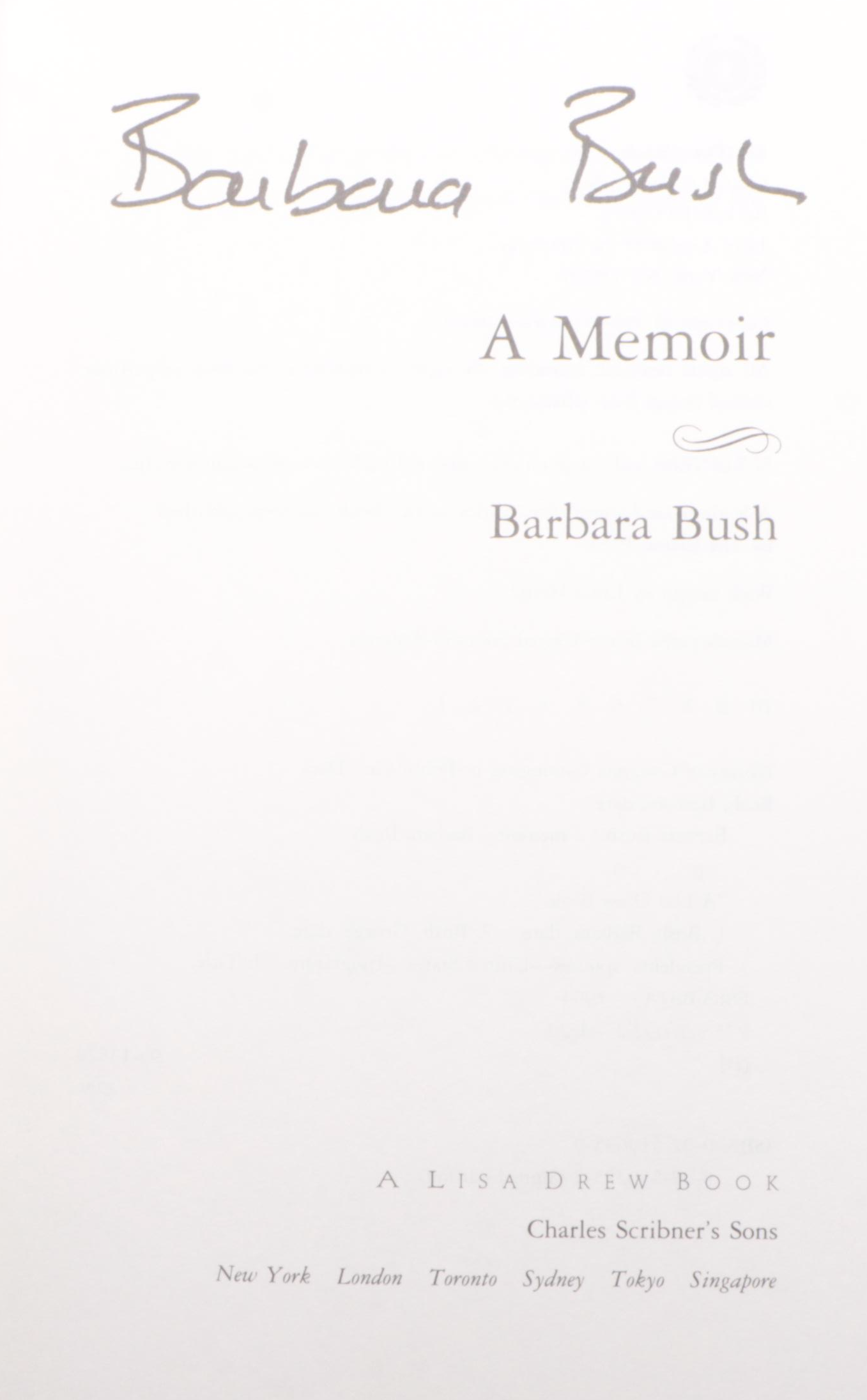 First Edition "Barbara Bush: A Memoir" by Barbara Bush, 1994