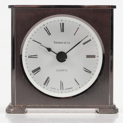 Tiffany & Co. Metal Battery Operated Desk Clock, Late 20th C.