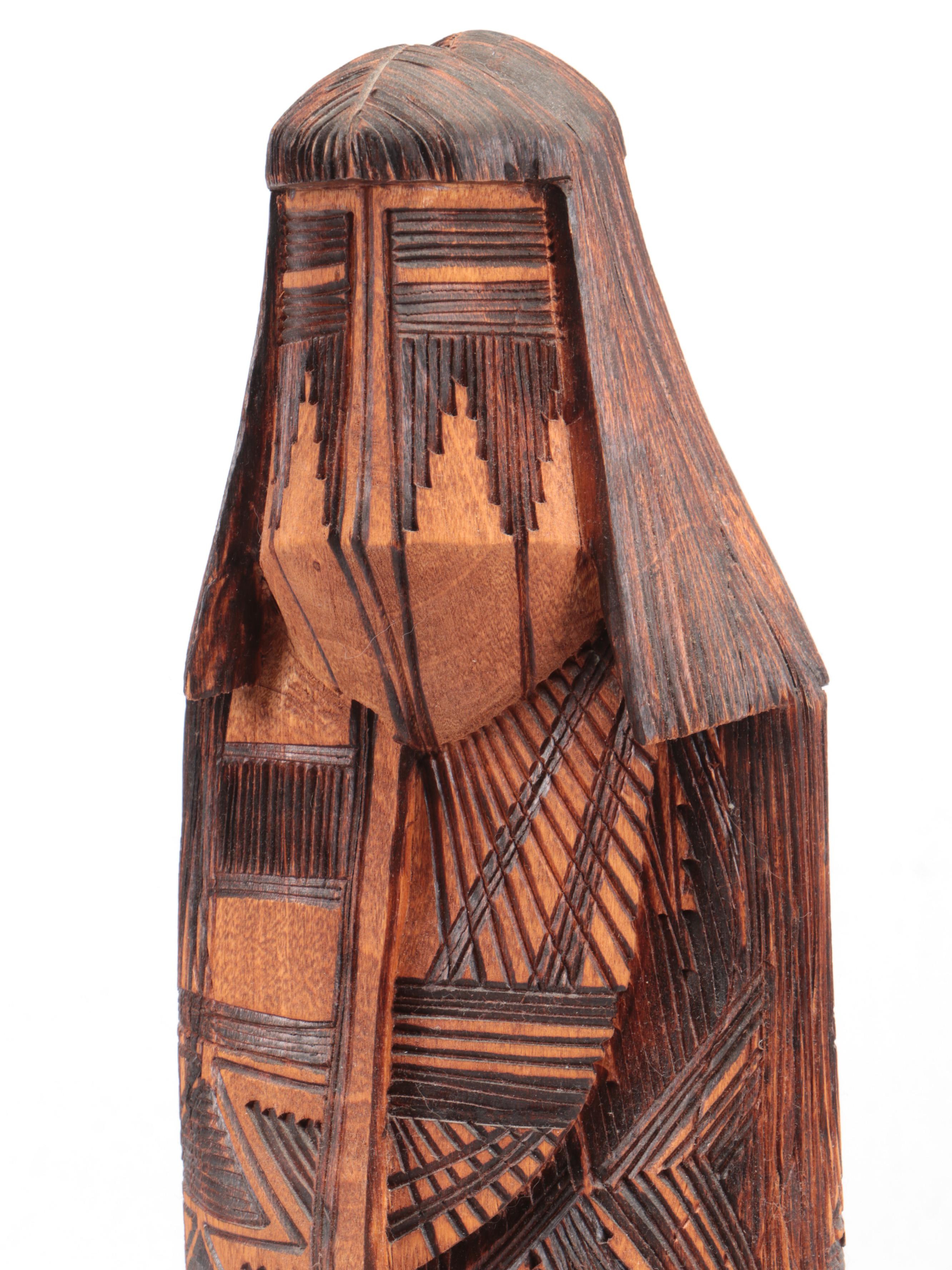 Jerrold Guy Navajo Dine Carved Pyrography Wood Kachina, Late 20th/Early 21st C