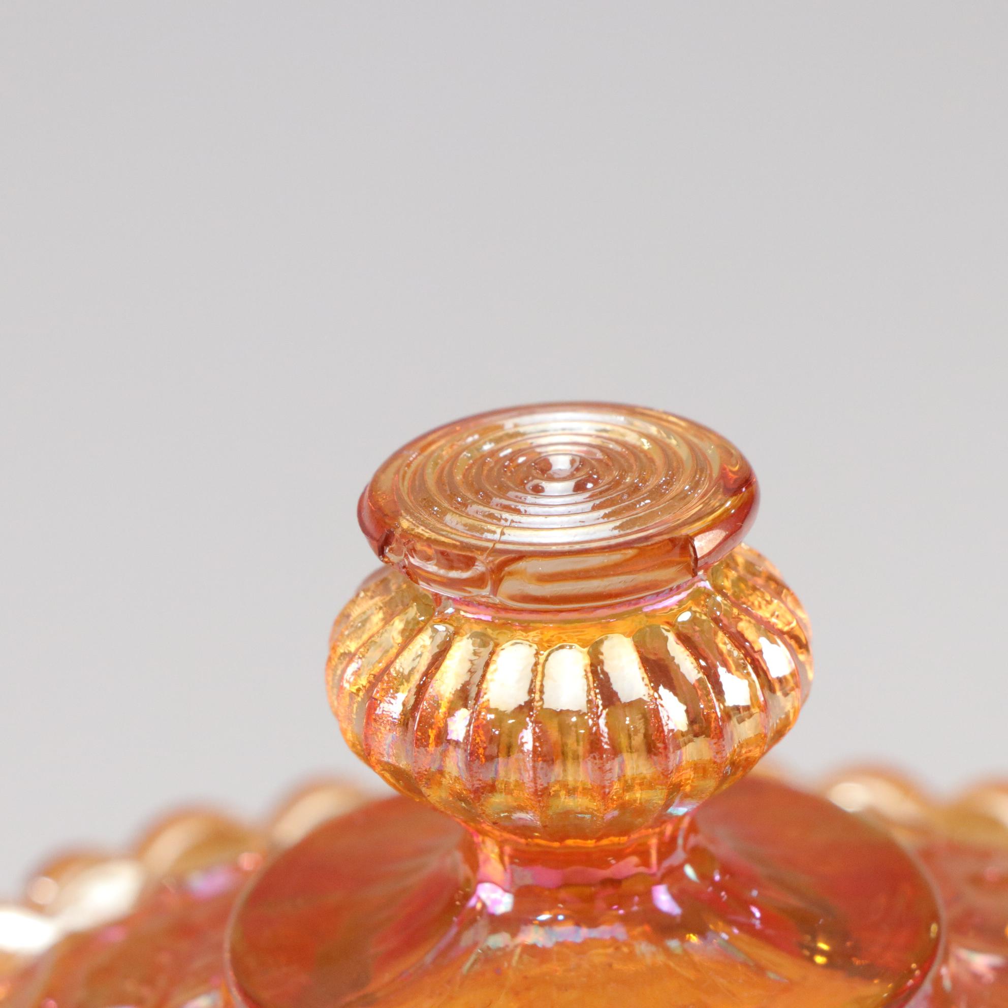 Imperial Carnival "Lustre Rose" Lidded Sugar & Jeannette "Aztec Rose" Bowl