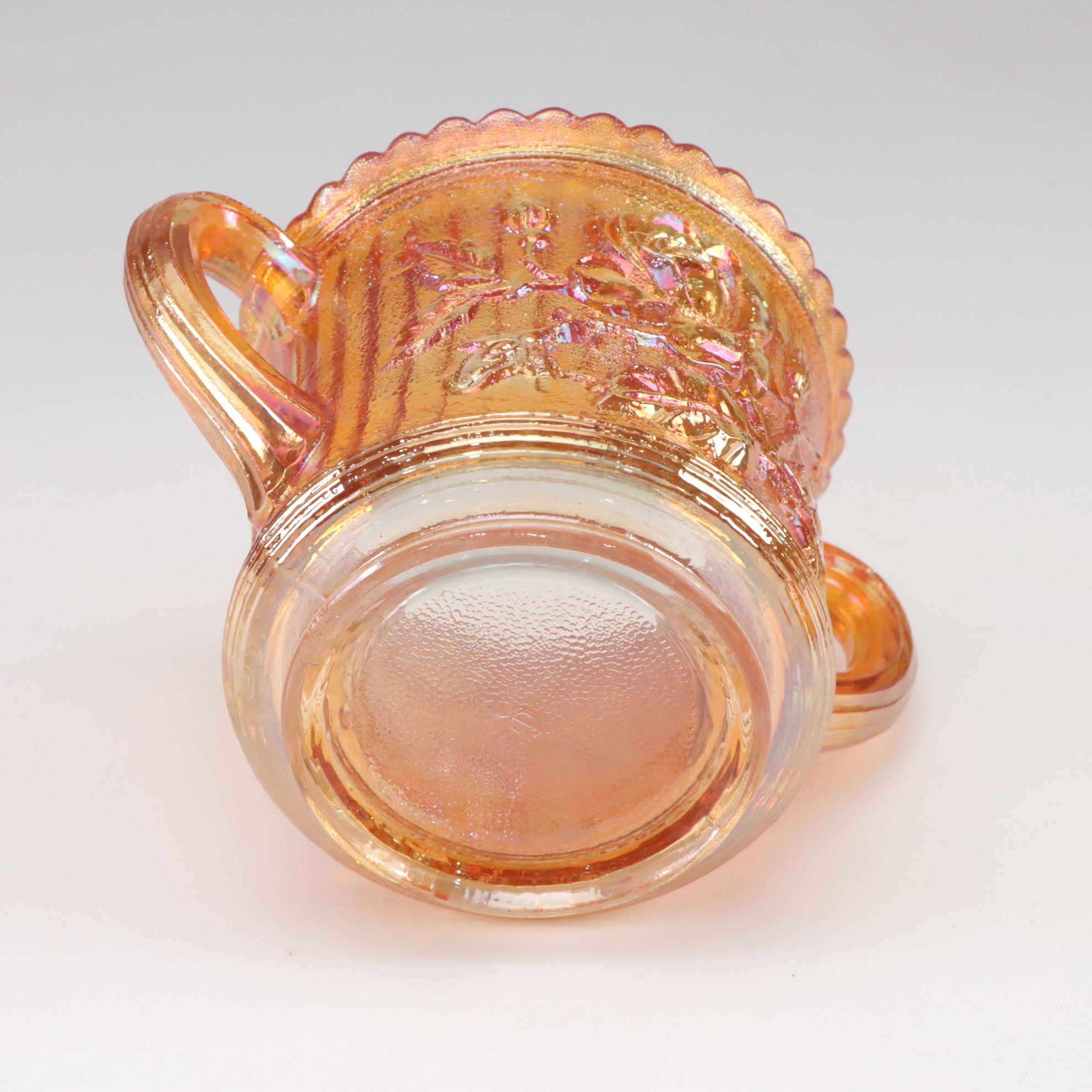 Imperial Carnival "Lustre Rose" Lidded Sugar & Jeannette "Aztec Rose" Bowl