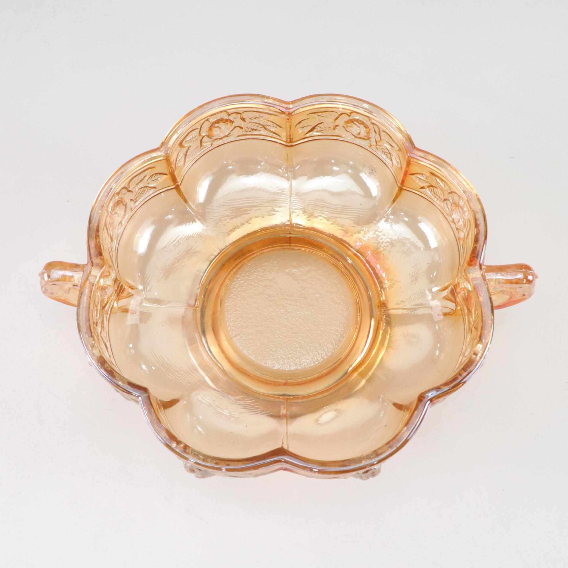 Imperial Carnival "Lustre Rose" Lidded Sugar & Jeannette "Aztec Rose" Bowl