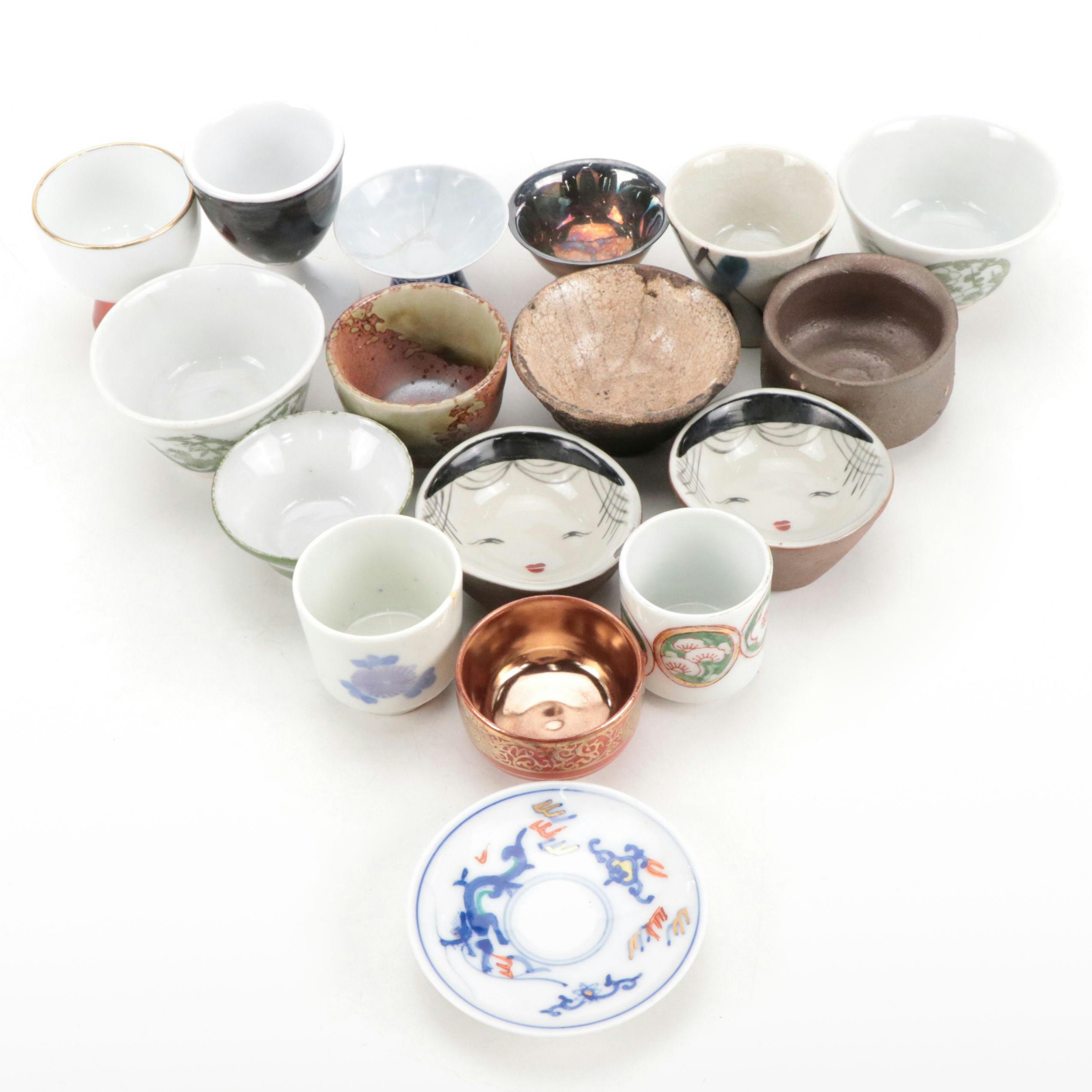 Noritake Porcelain Egg Cup with Hand-Painted Porcelain Sake Cups and More