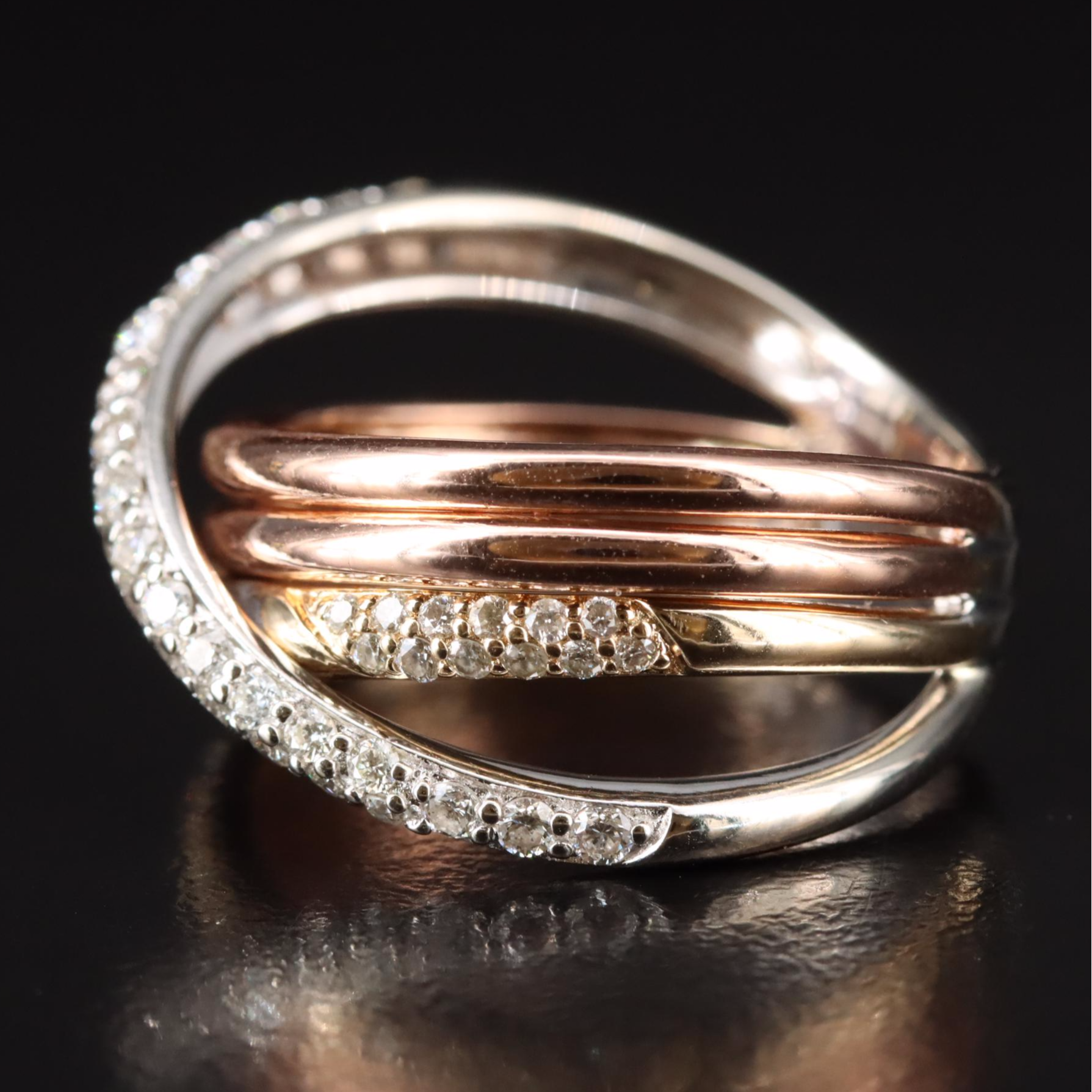 EFFY 14K Tri-Color 0.99 CTW Diamond Crossover Ring