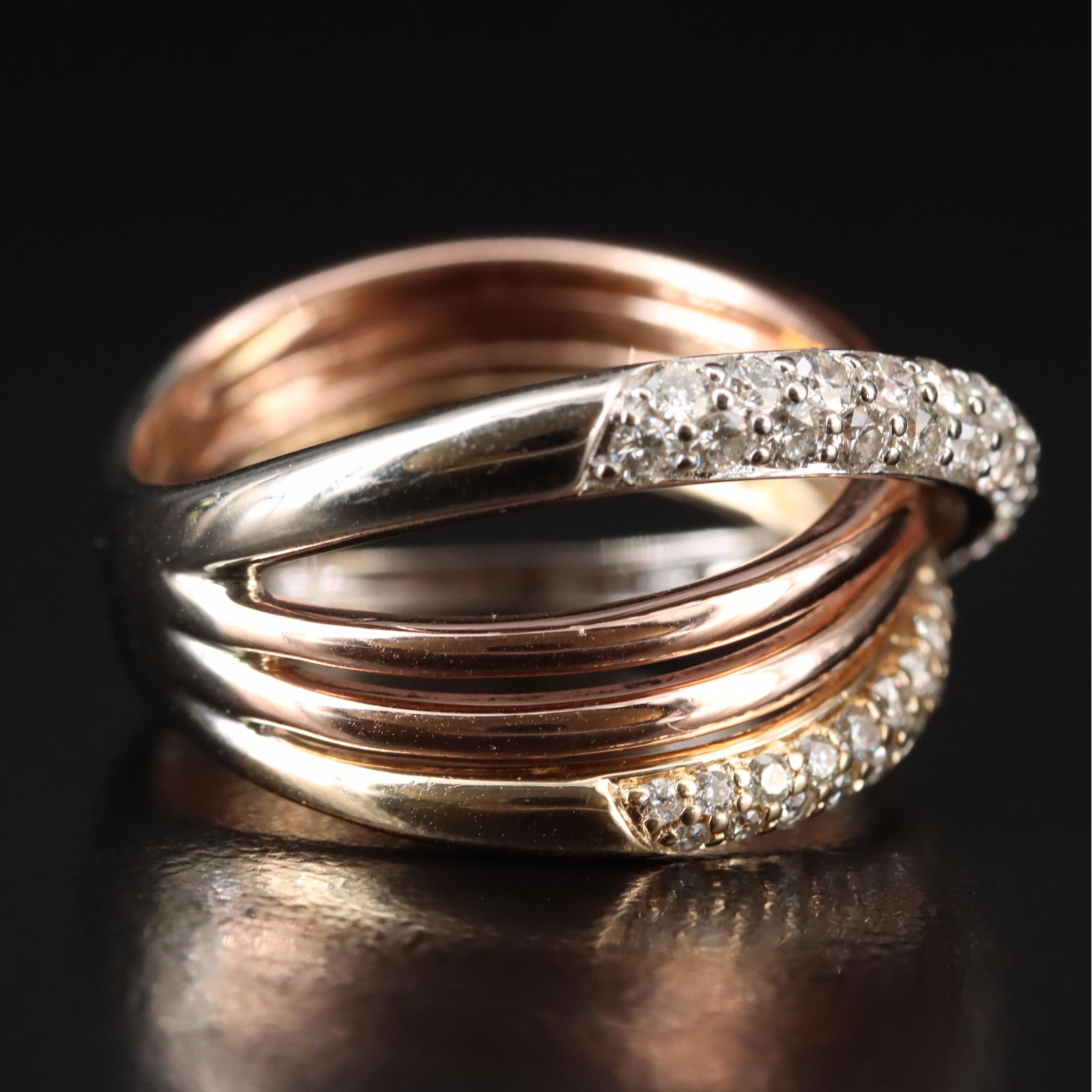 EFFY 14K Tri-Color 0.99 CTW Diamond Crossover Ring