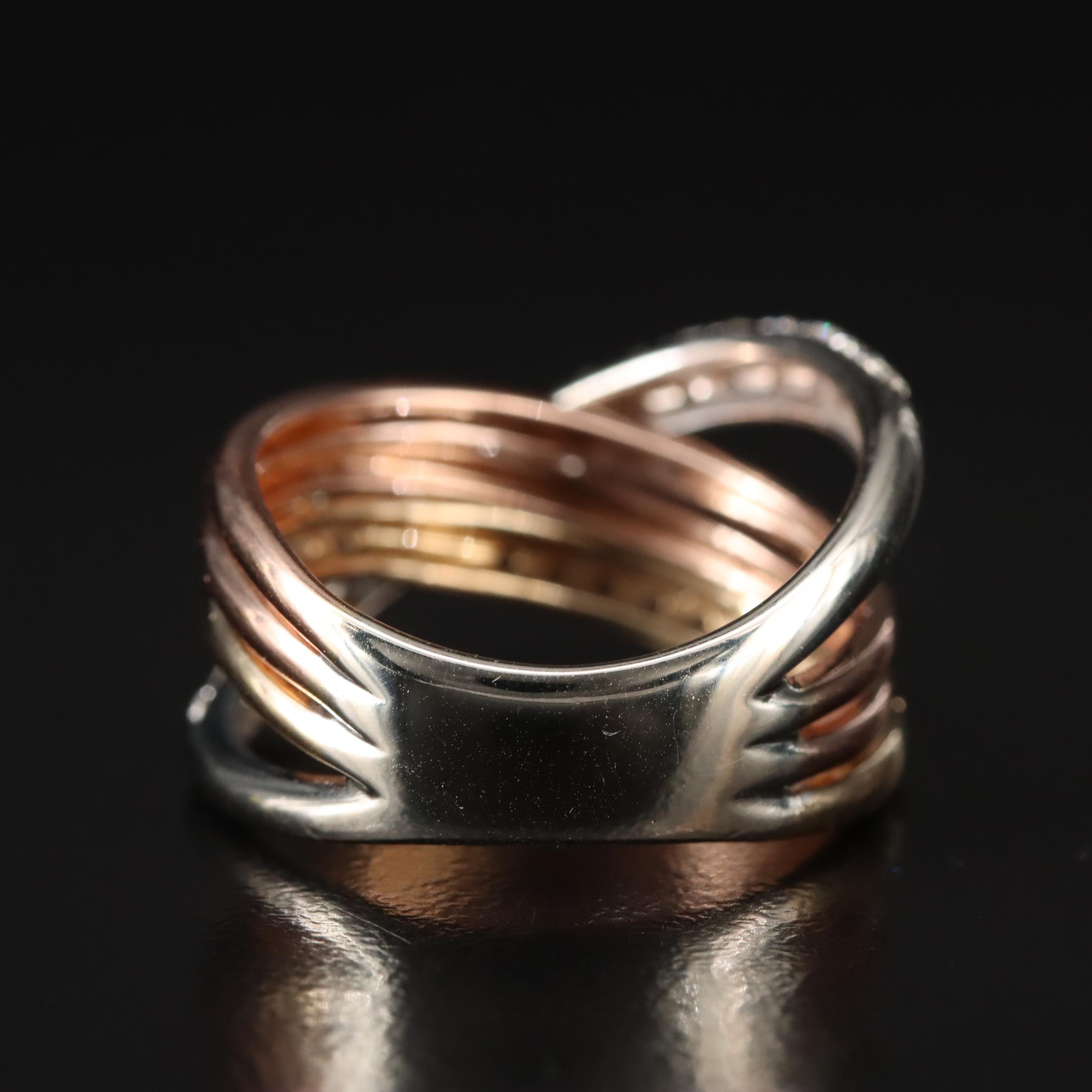 EFFY 14K Tri-Color 0.99 CTW Diamond Crossover Ring