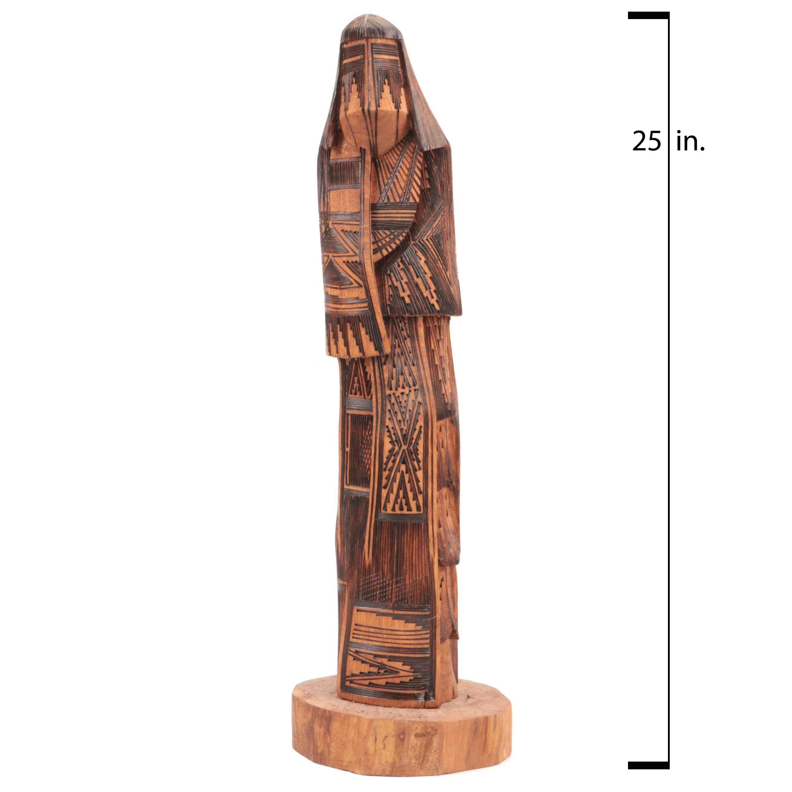 Jerrold Guy Navajo Dine Carved Pyrography Wood Kachina, Late 20th/Early 21st C