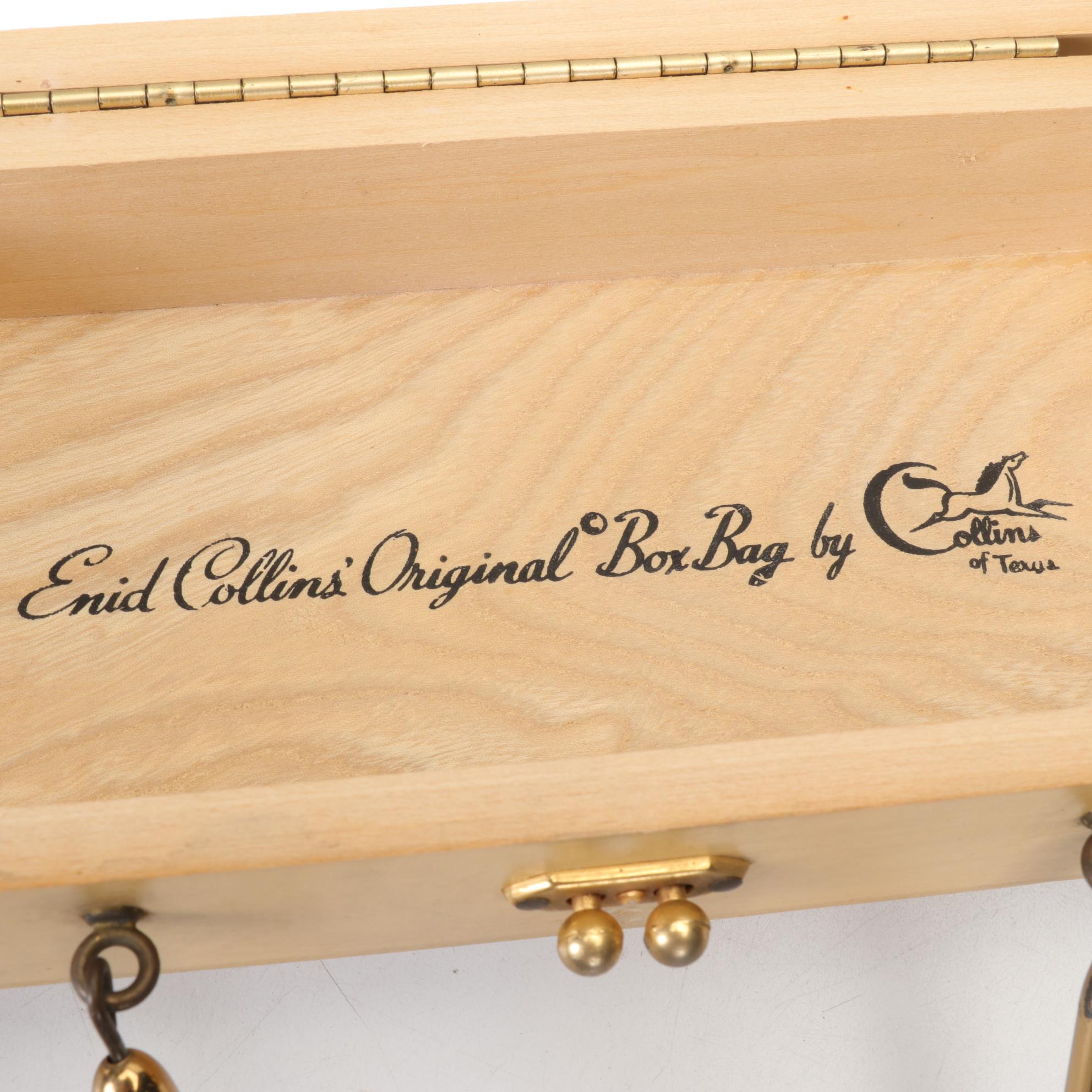 Enid Collins "love doves" Embellished Wooden Box Purse, Mid to Late 20th Century