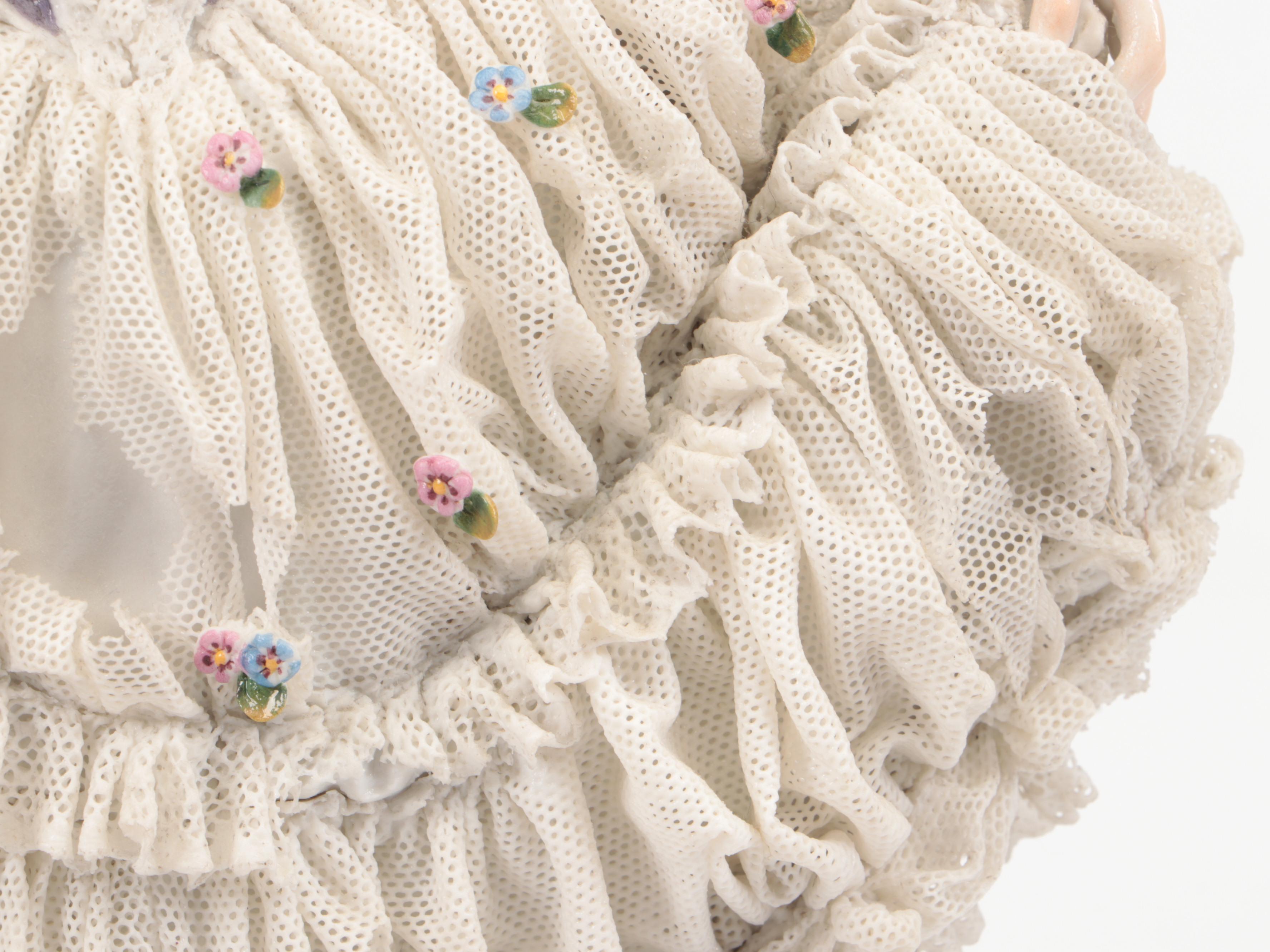 Volkstedt Dresden Lace Porcelain Dancer and Couple Reading Sheet Music Figurines