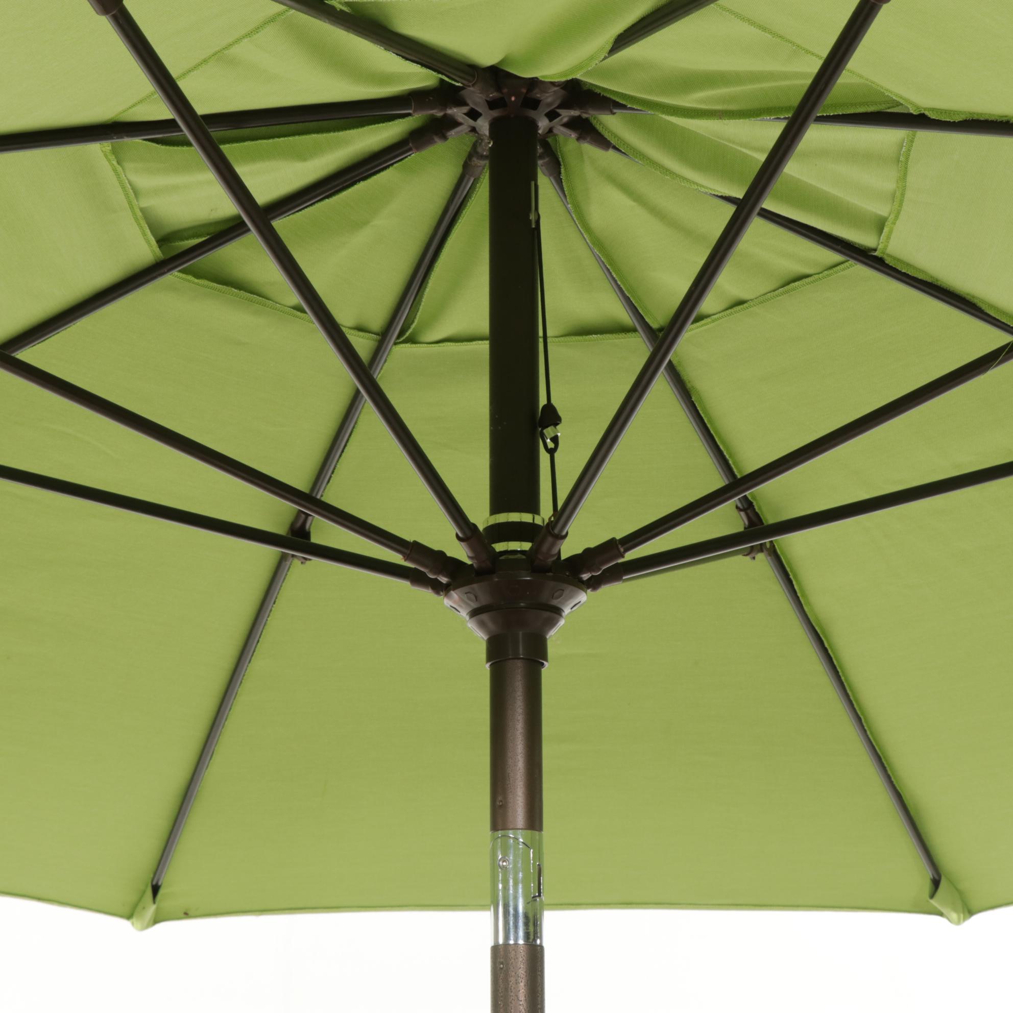 Metal Mesh Patio Dining Table with Four Chairs and Umbrella