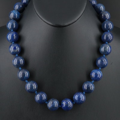 Lapis Lazuli Necklace with Sterling Diamond Clasp