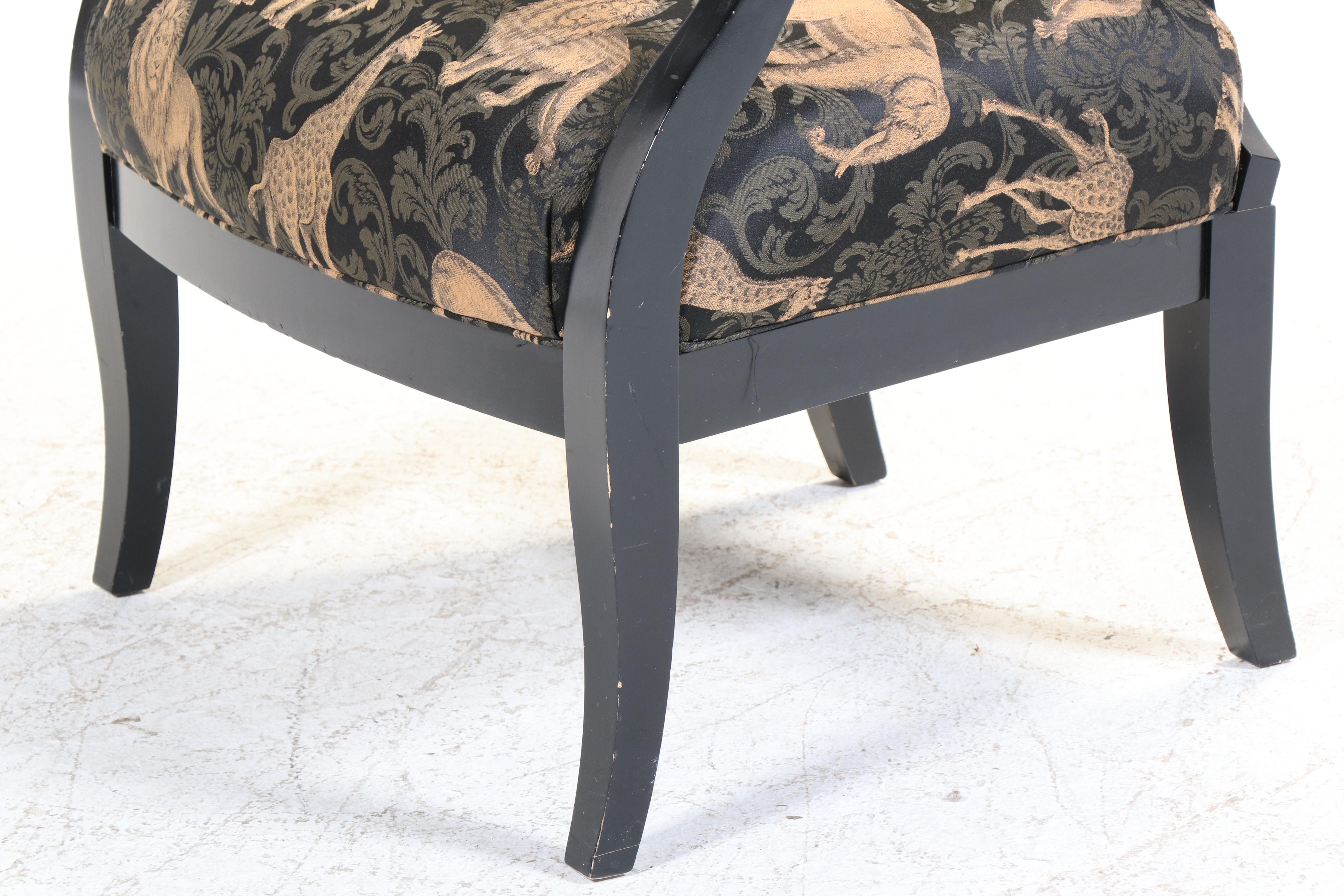Sam Moore by La-Z-Boy Louis XV Style Ebonized and Custom-Upholstered Fauteuil