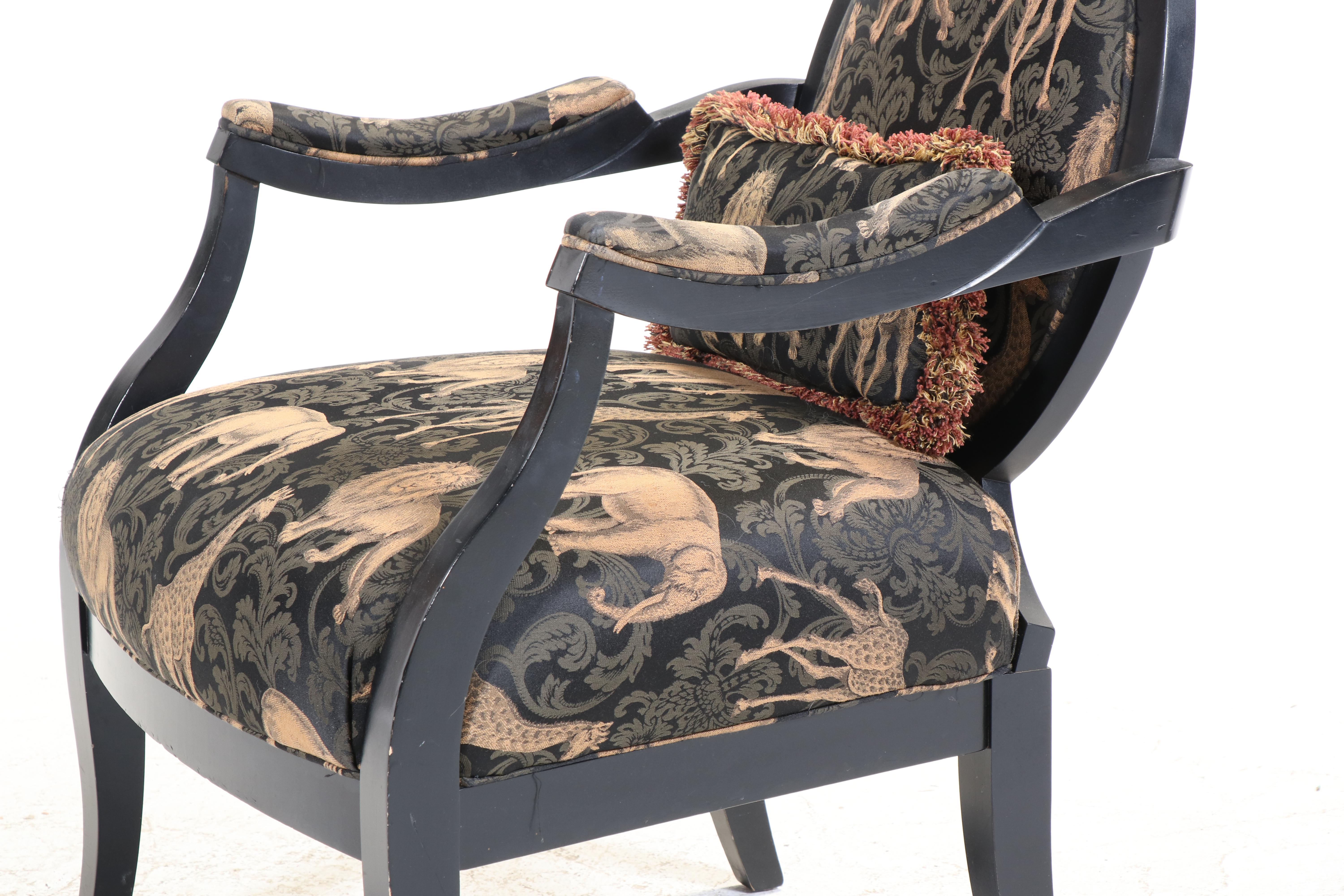 Sam Moore by La-Z-Boy Louis XV Style Ebonized and Custom-Upholstered Fauteuil