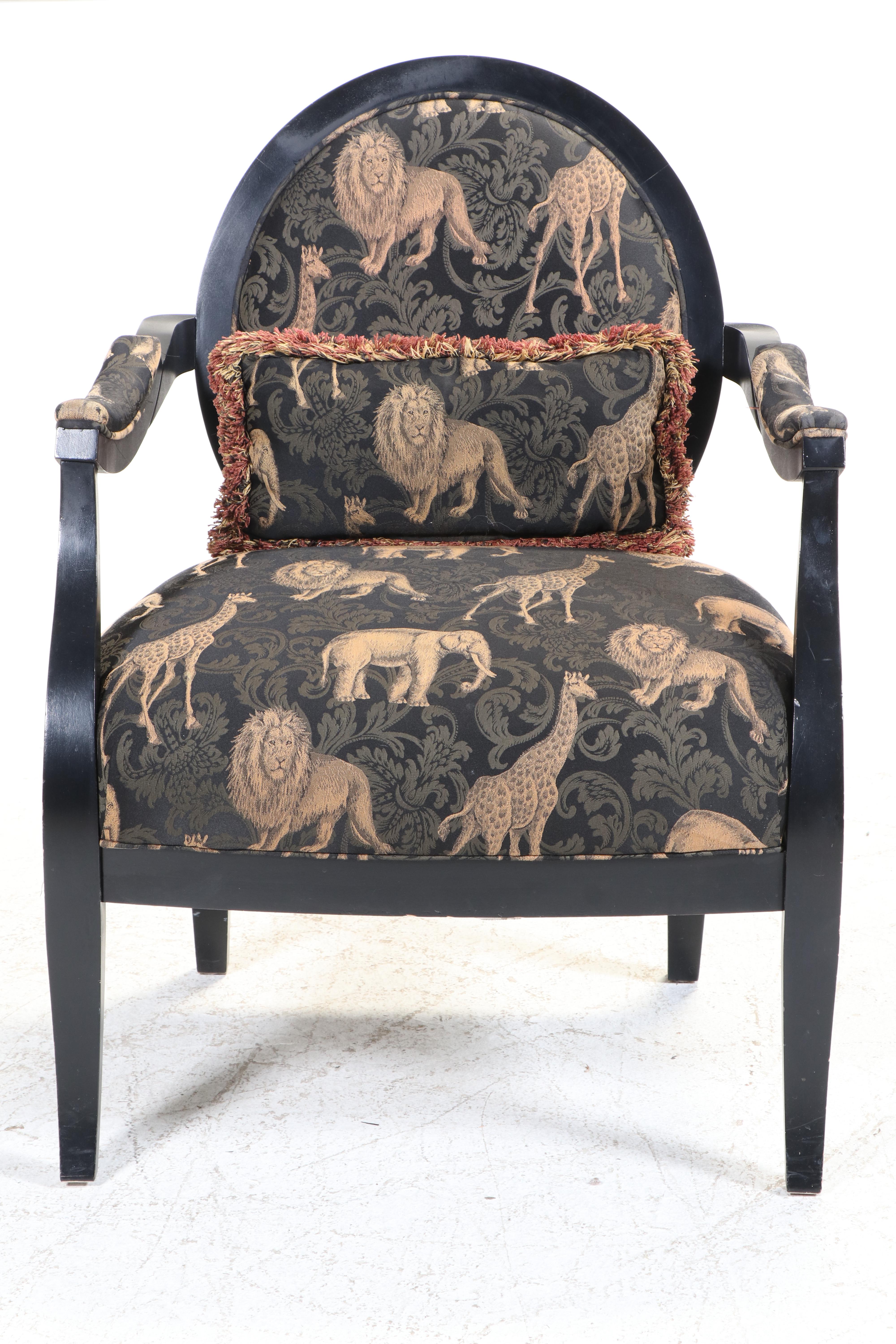 Sam Moore by La-Z-Boy Louis XV Style Ebonized and Custom-Upholstered Fauteuil