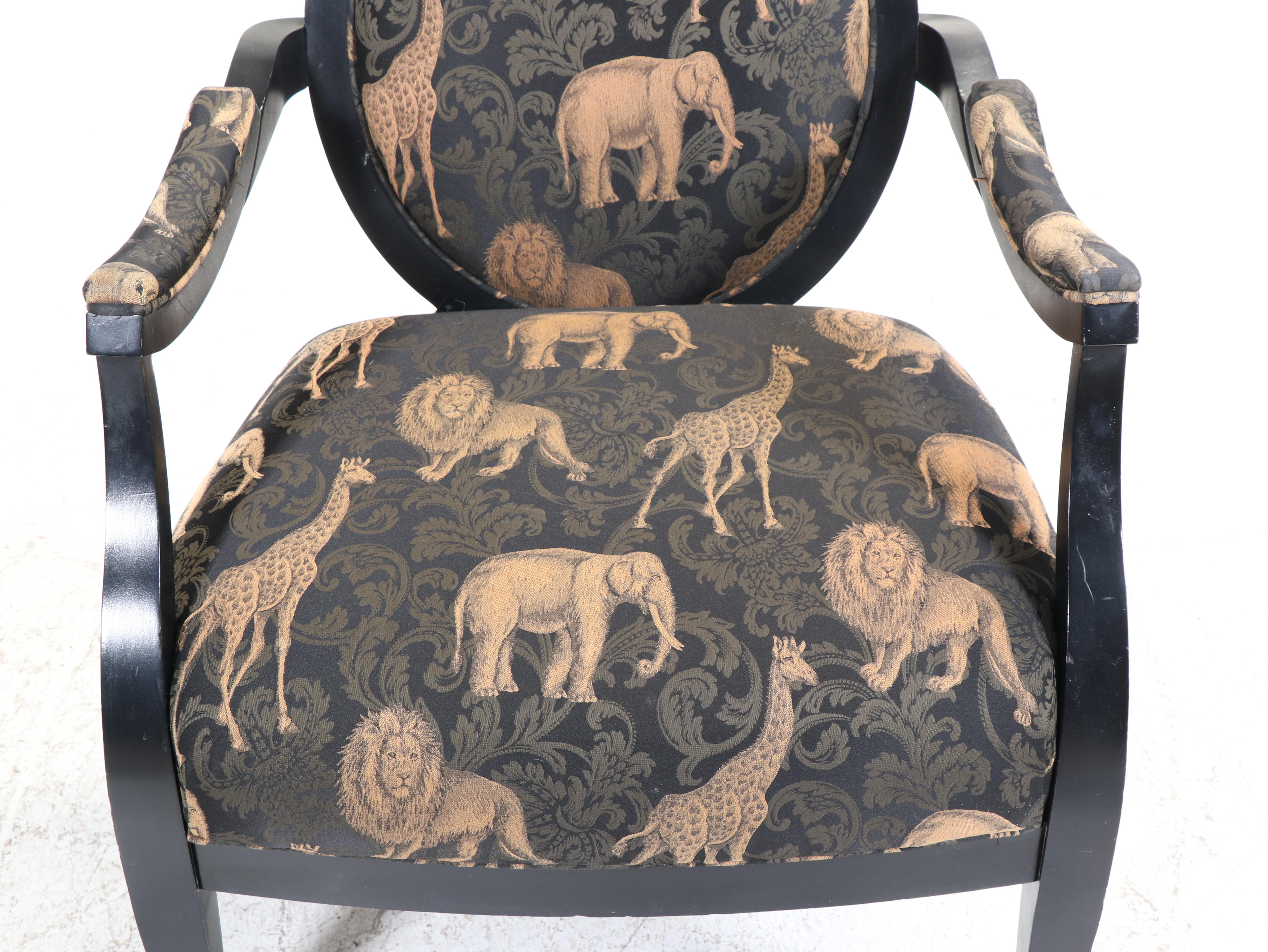Sam Moore by La-Z-Boy Louis XV Style Ebonized and Custom-Upholstered Fauteuil