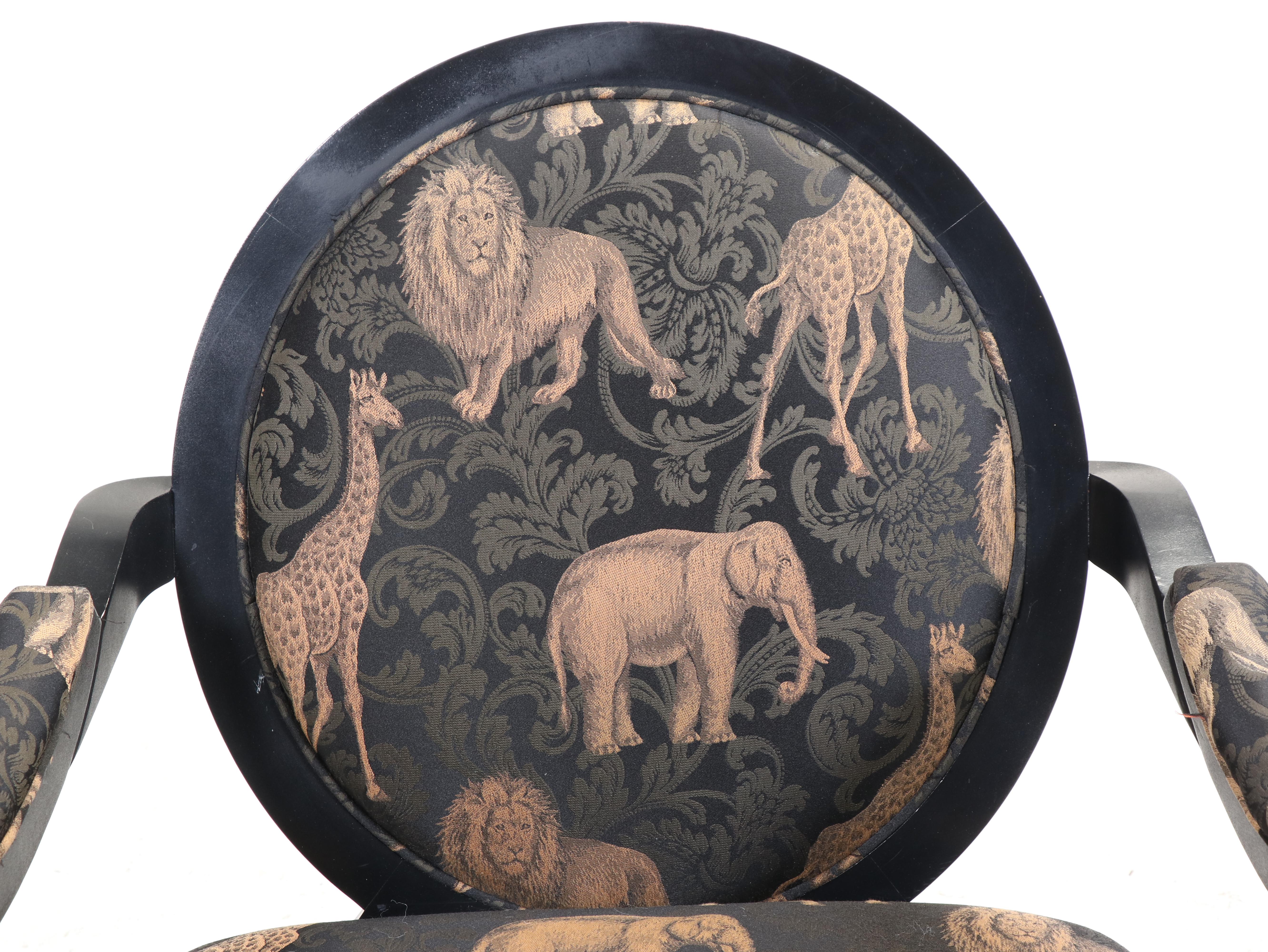 Sam Moore by La-Z-Boy Louis XV Style Ebonized and Custom-Upholstered Fauteuil