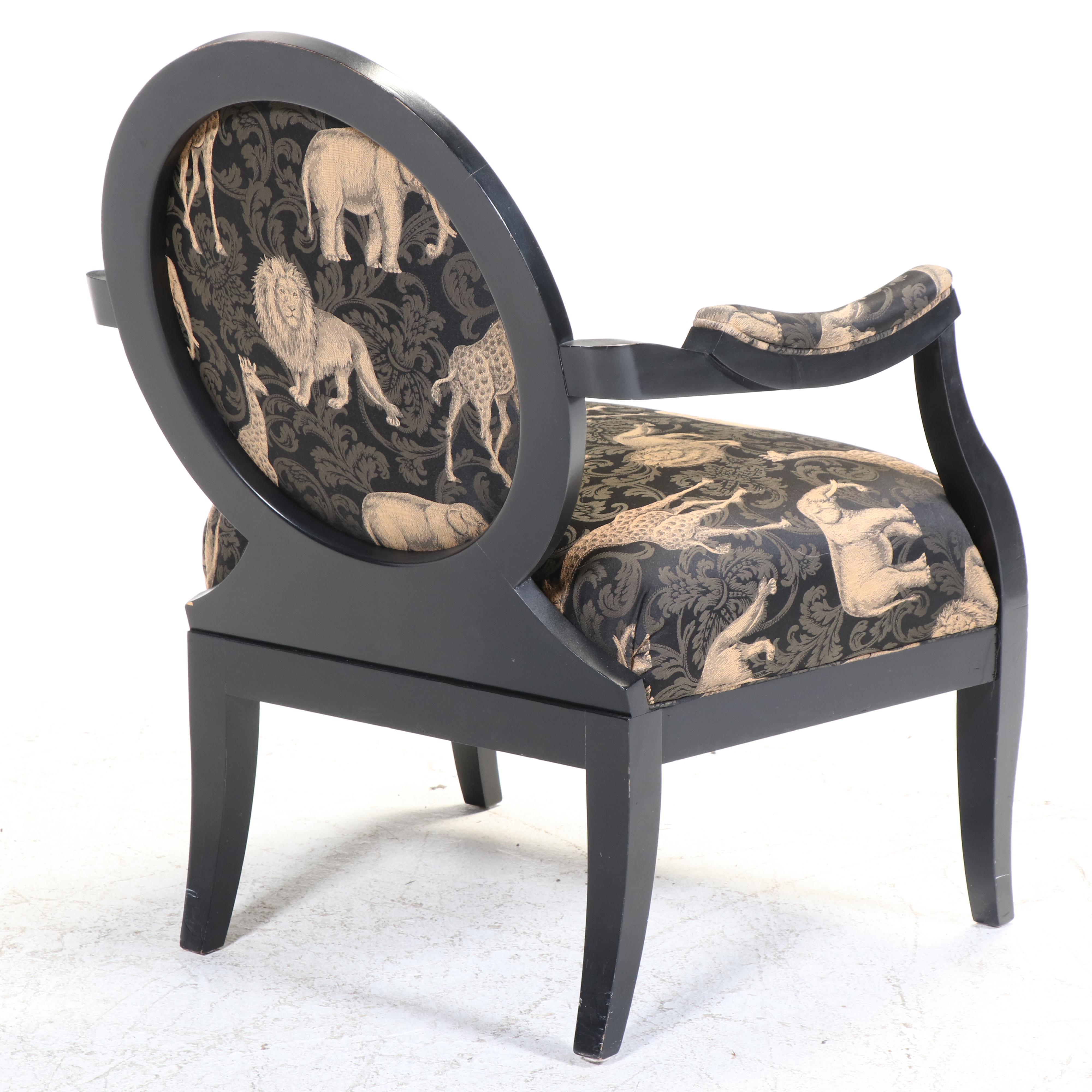Sam Moore by La-Z-Boy Louis XV Style Ebonized and Custom-Upholstered Fauteuil