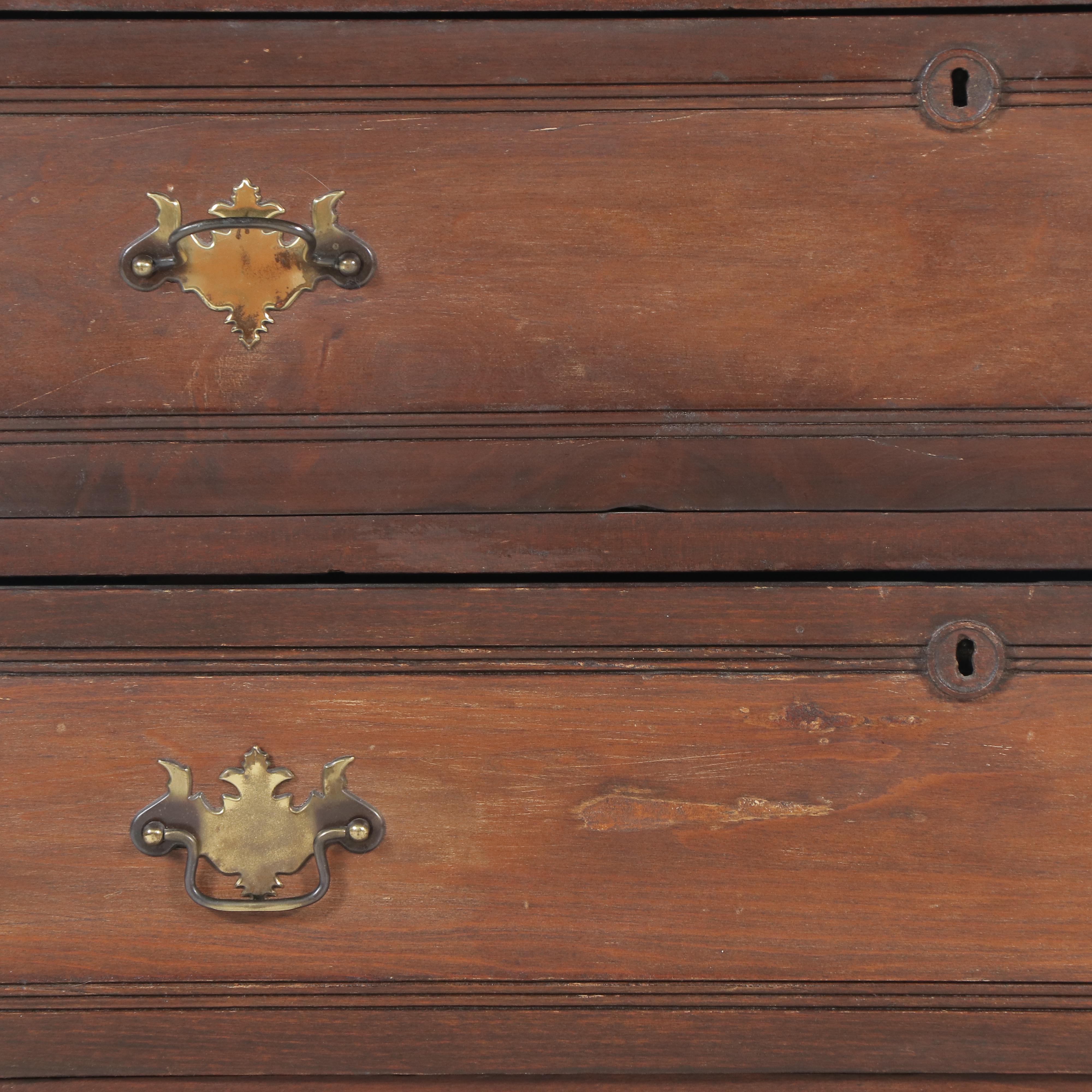 Victorian Poplar and Parcel-Ebonized Three-Drawer Chest, Late 19th Century