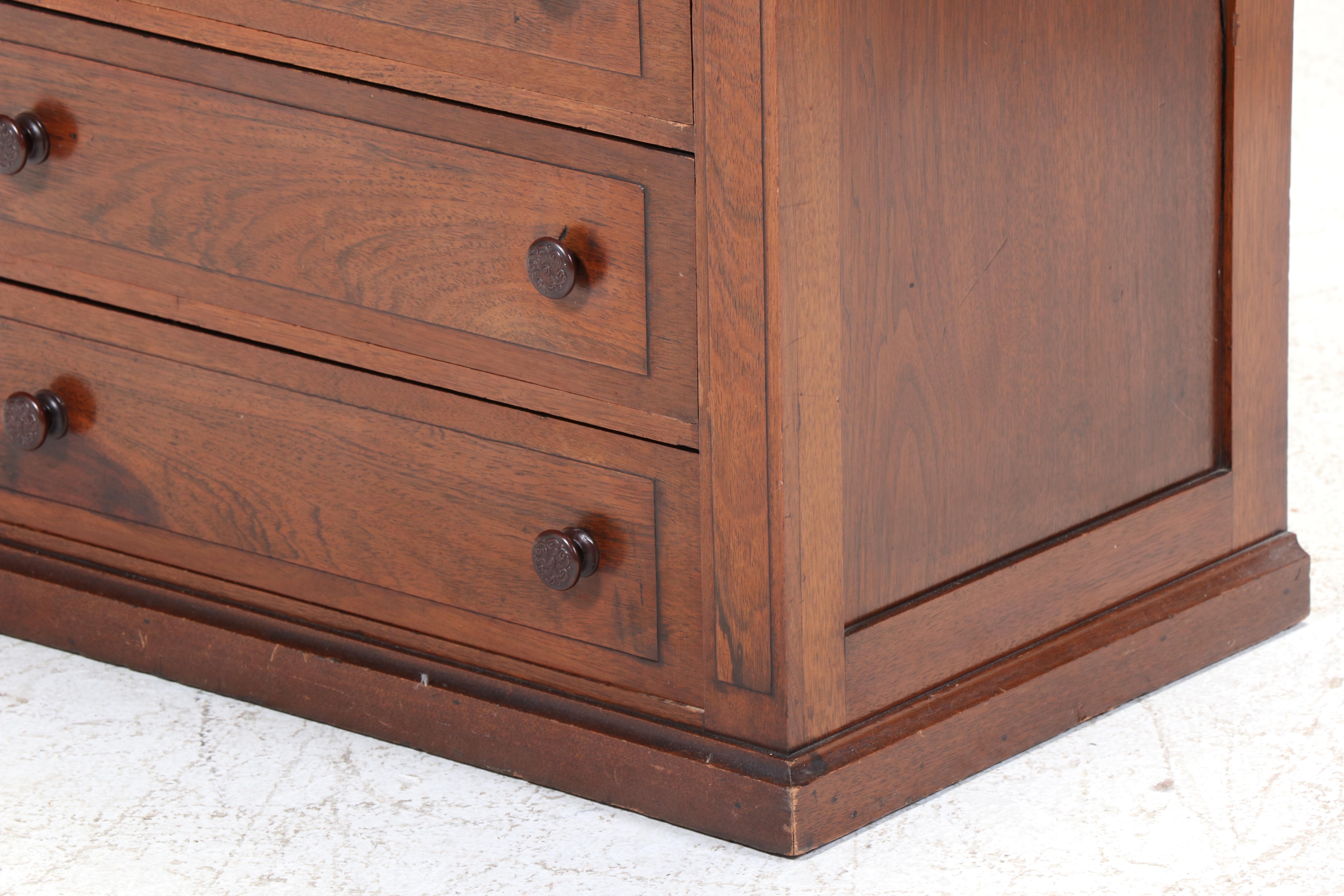 Late Victorian Walnut Table Top Chest of Four Drawers