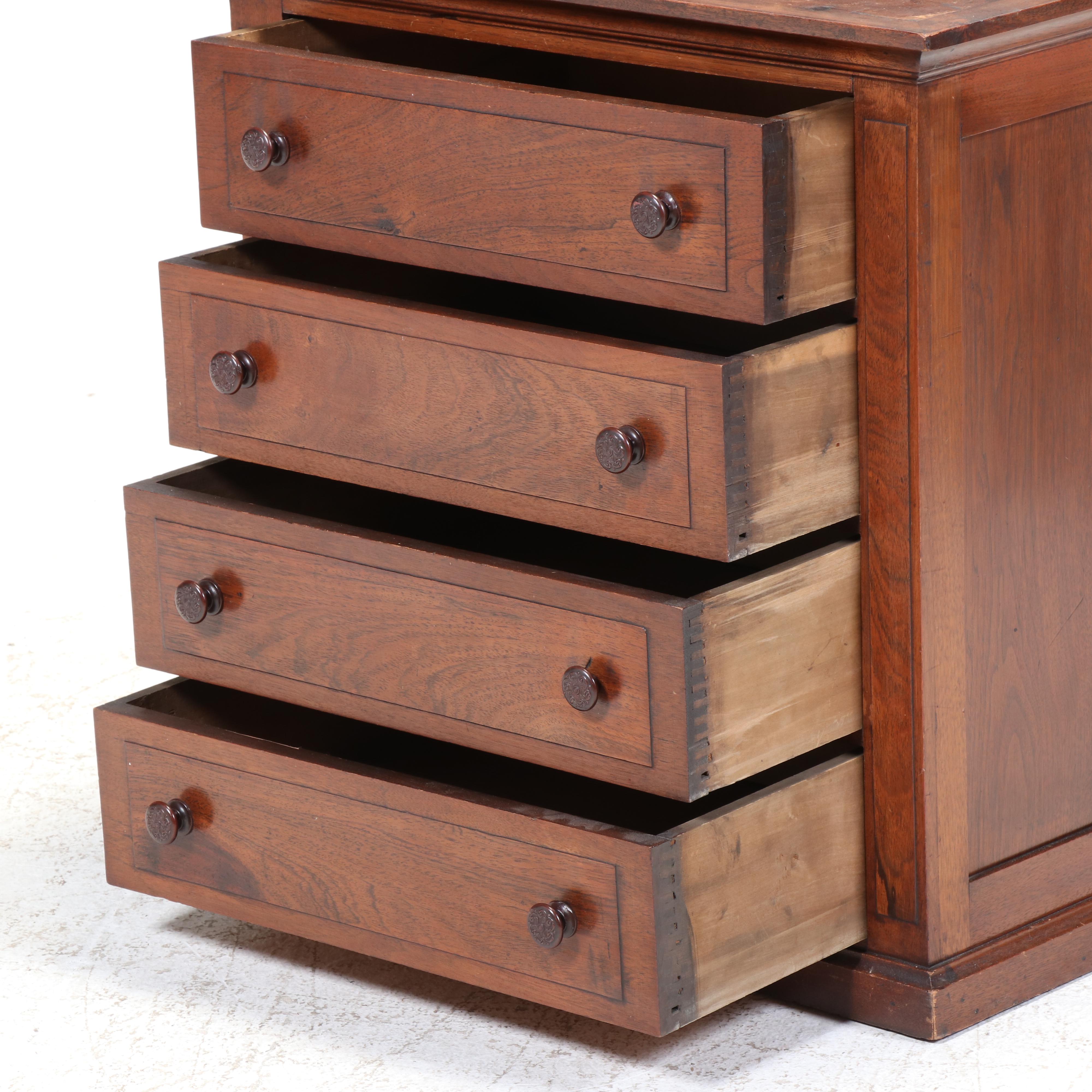 Late Victorian Walnut Table Top Chest of Four Drawers