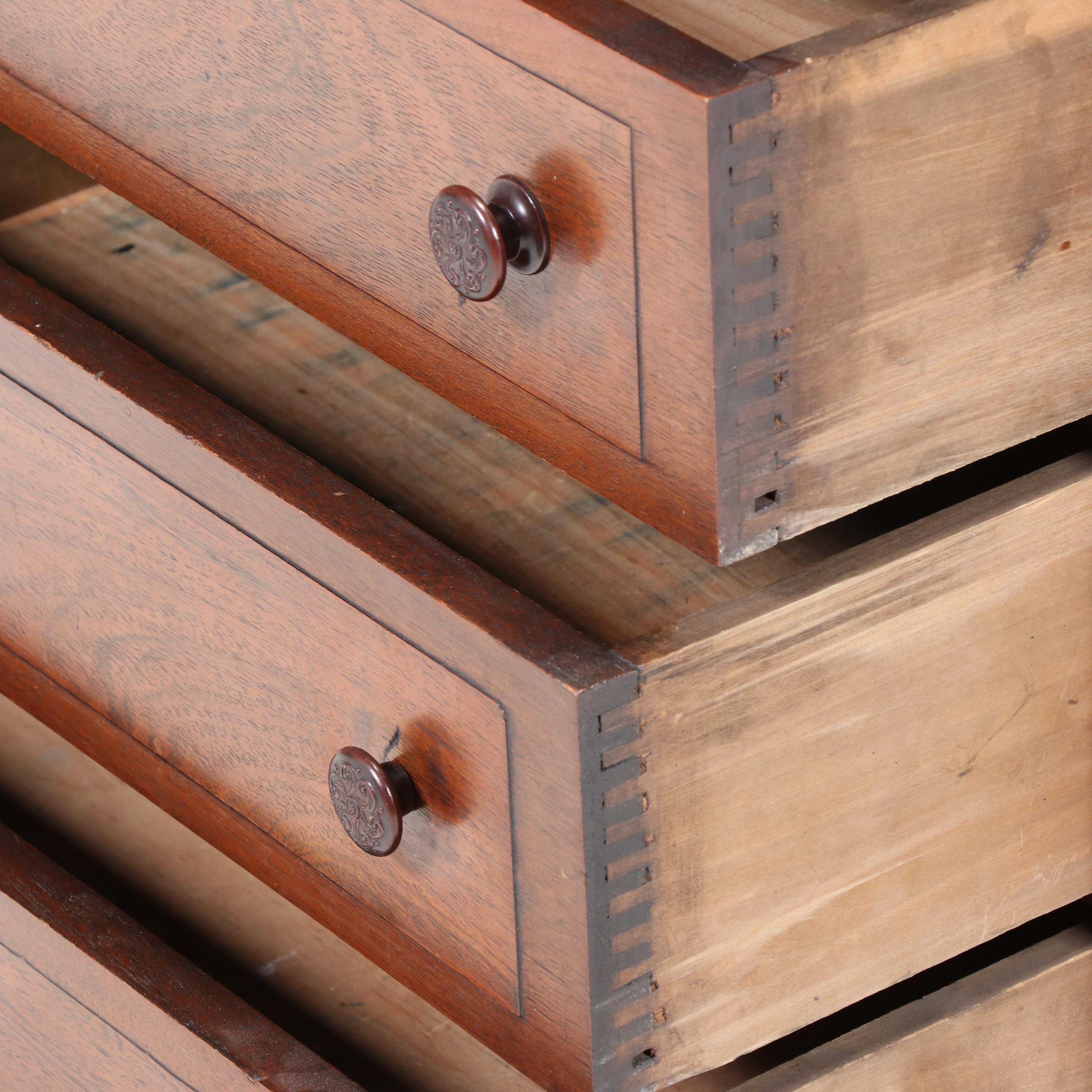 Late Victorian Walnut Table Top Chest of Four Drawers
