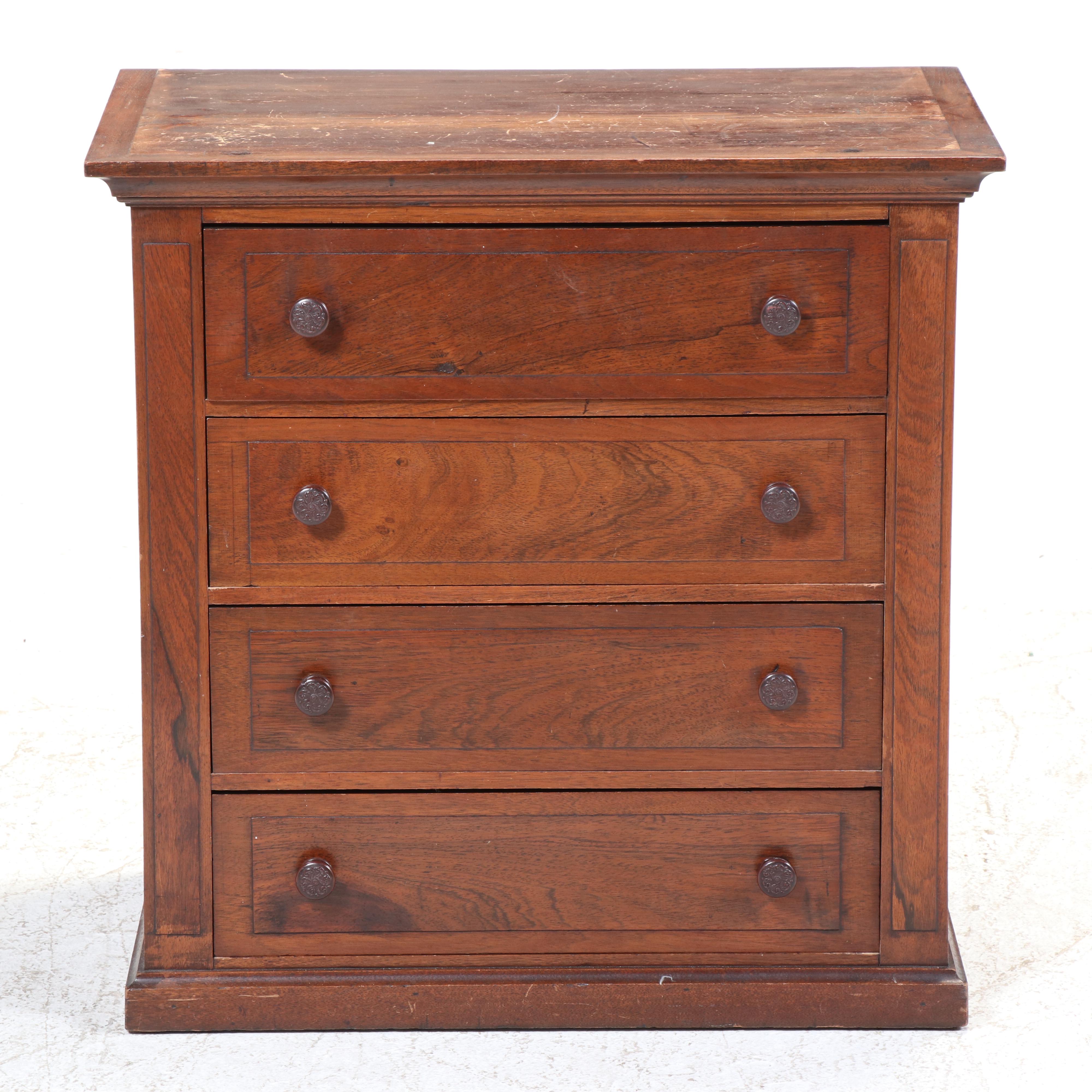 Late Victorian Walnut Table Top Chest of Four Drawers