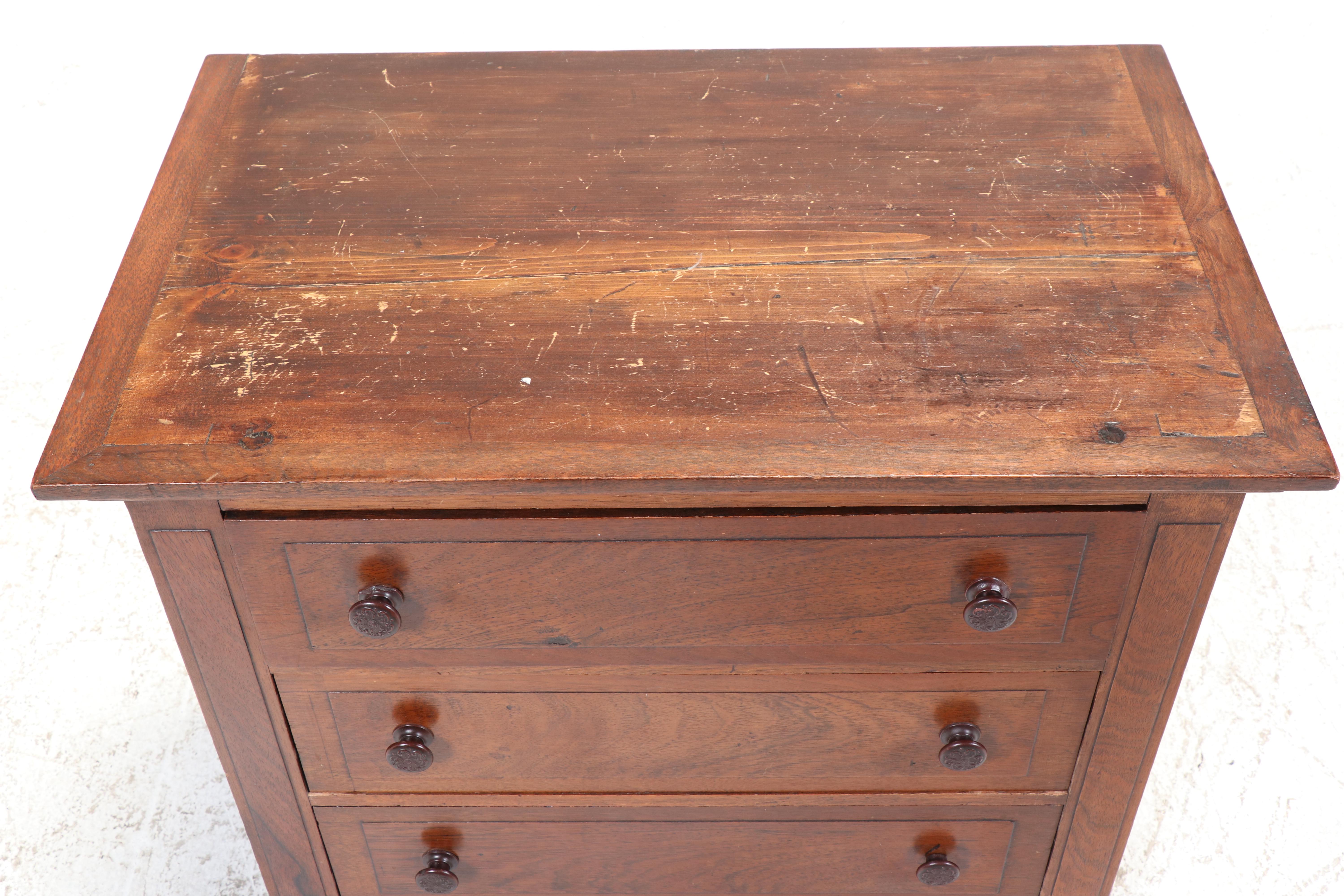 Late Victorian Walnut Table Top Chest of Four Drawers