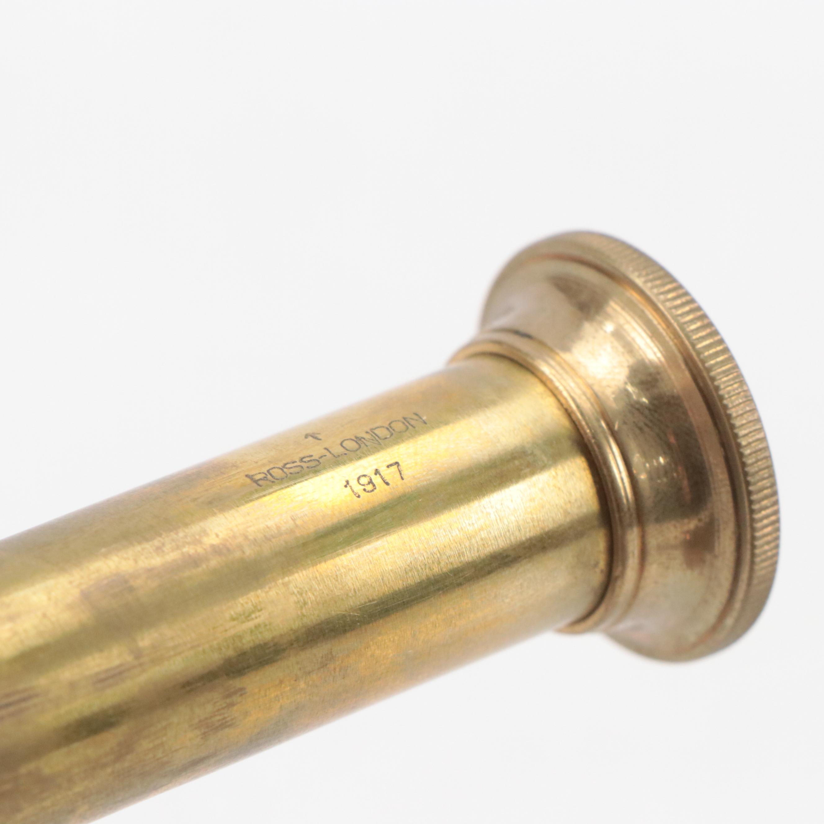 Ross London Wood and Brass Nautical Spyglass with Stanley London Compasses