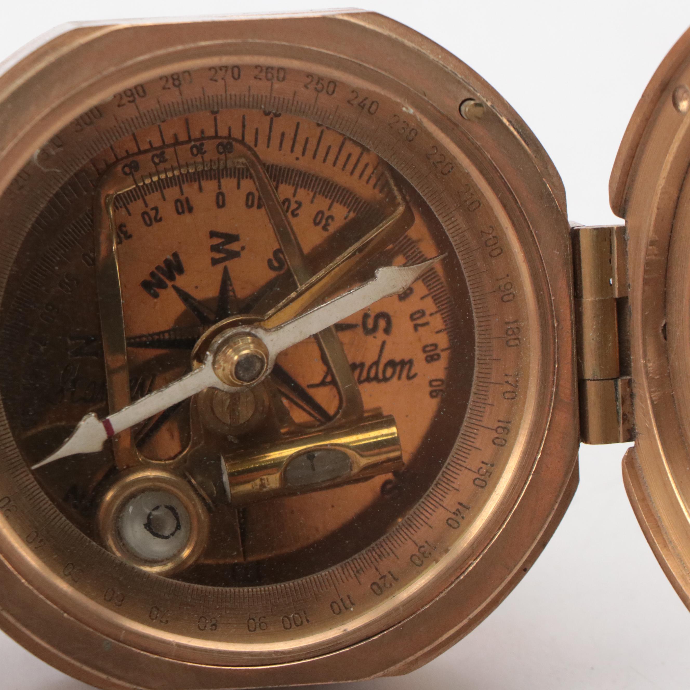 Ross London Wood and Brass Nautical Spyglass with Stanley London Compasses