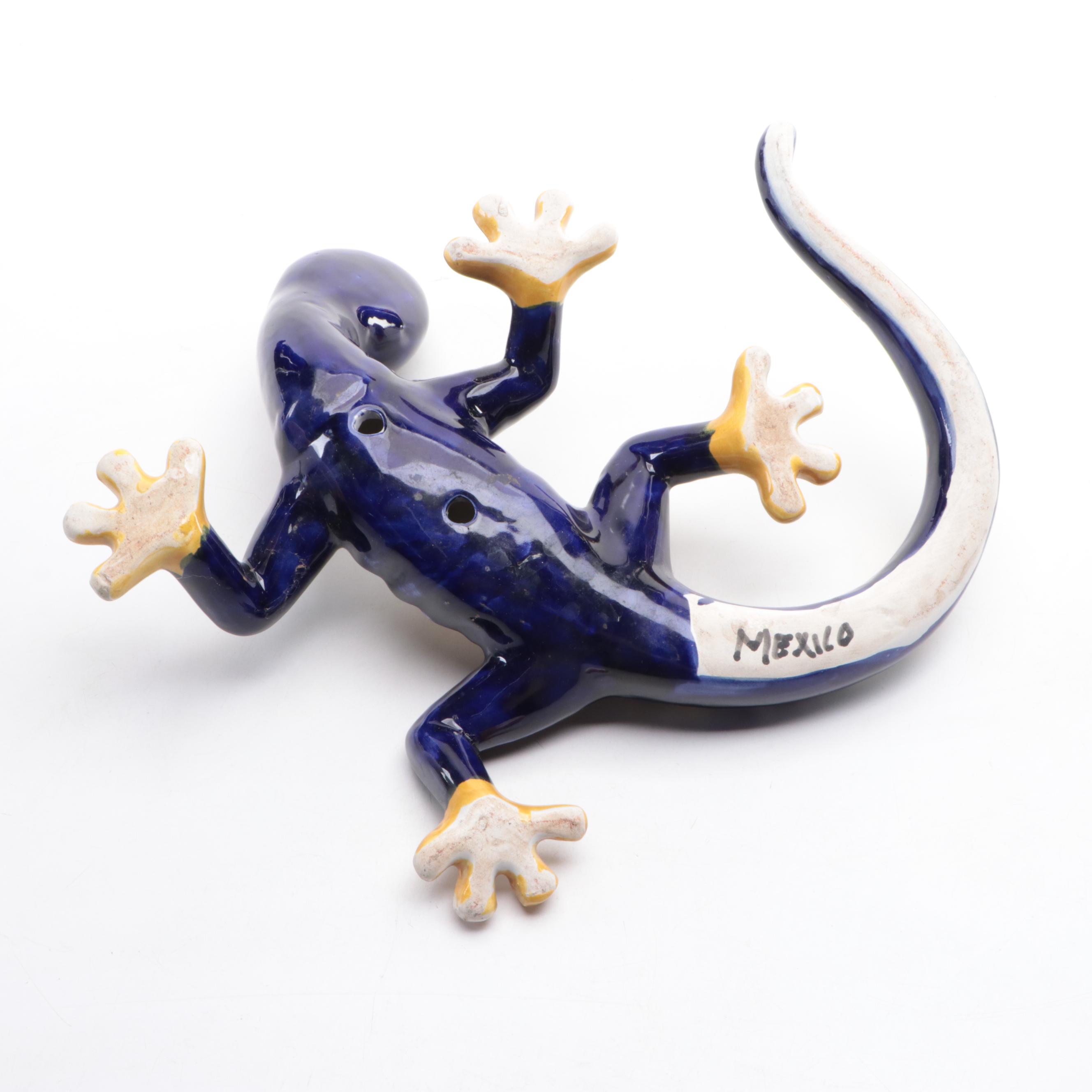 Mexican Talavera Folk Art Pottery Lizard