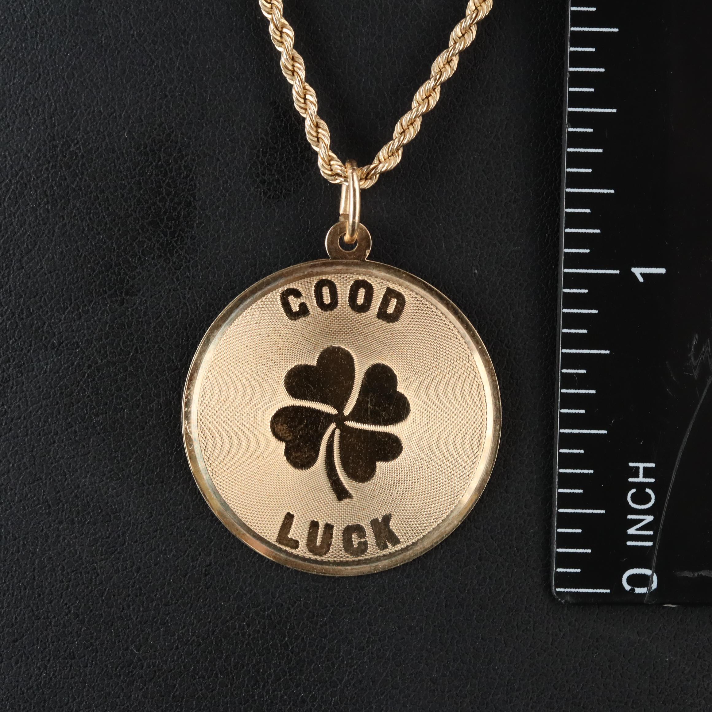 14K "Good Luck" Pendant Necklace