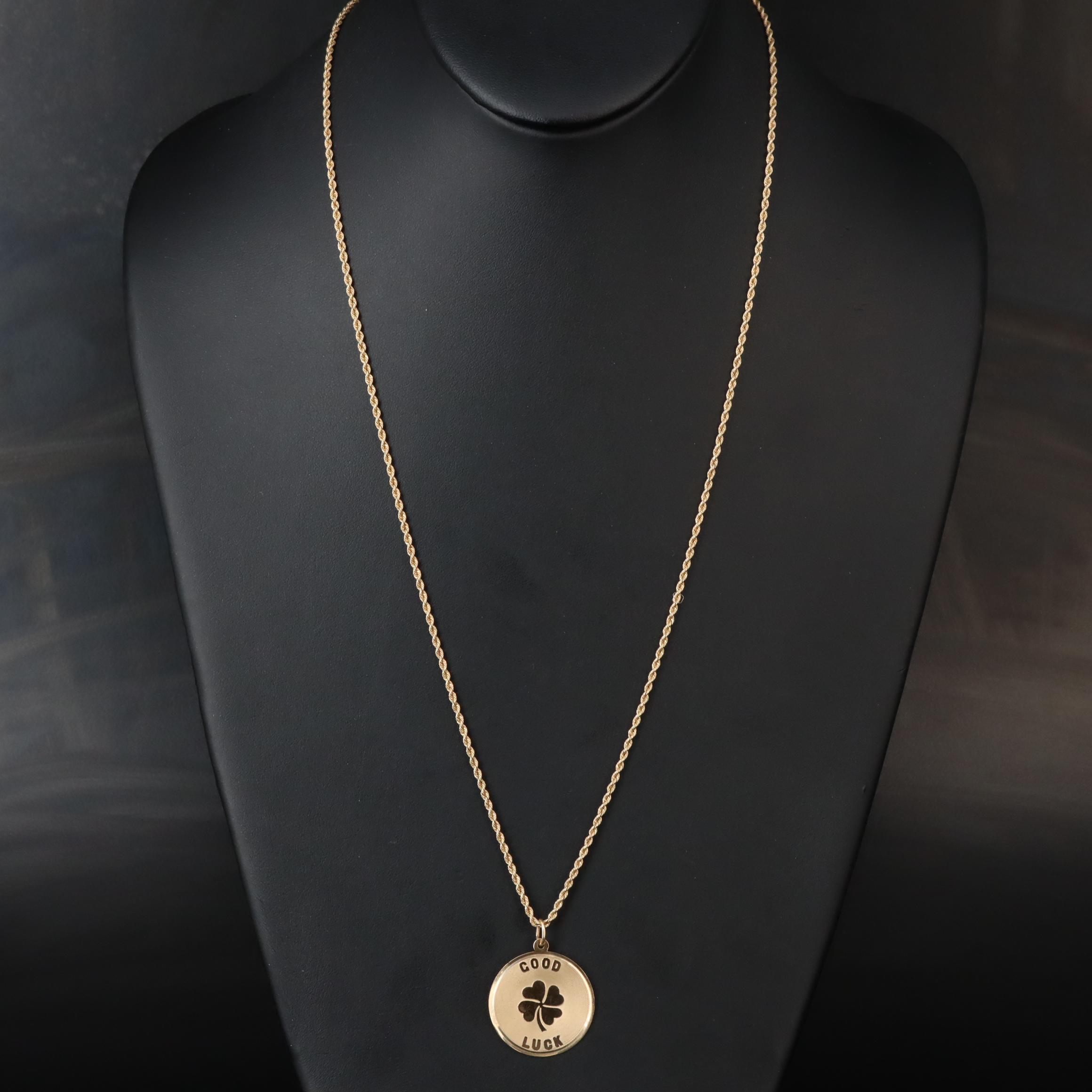 14K "Good Luck" Pendant Necklace