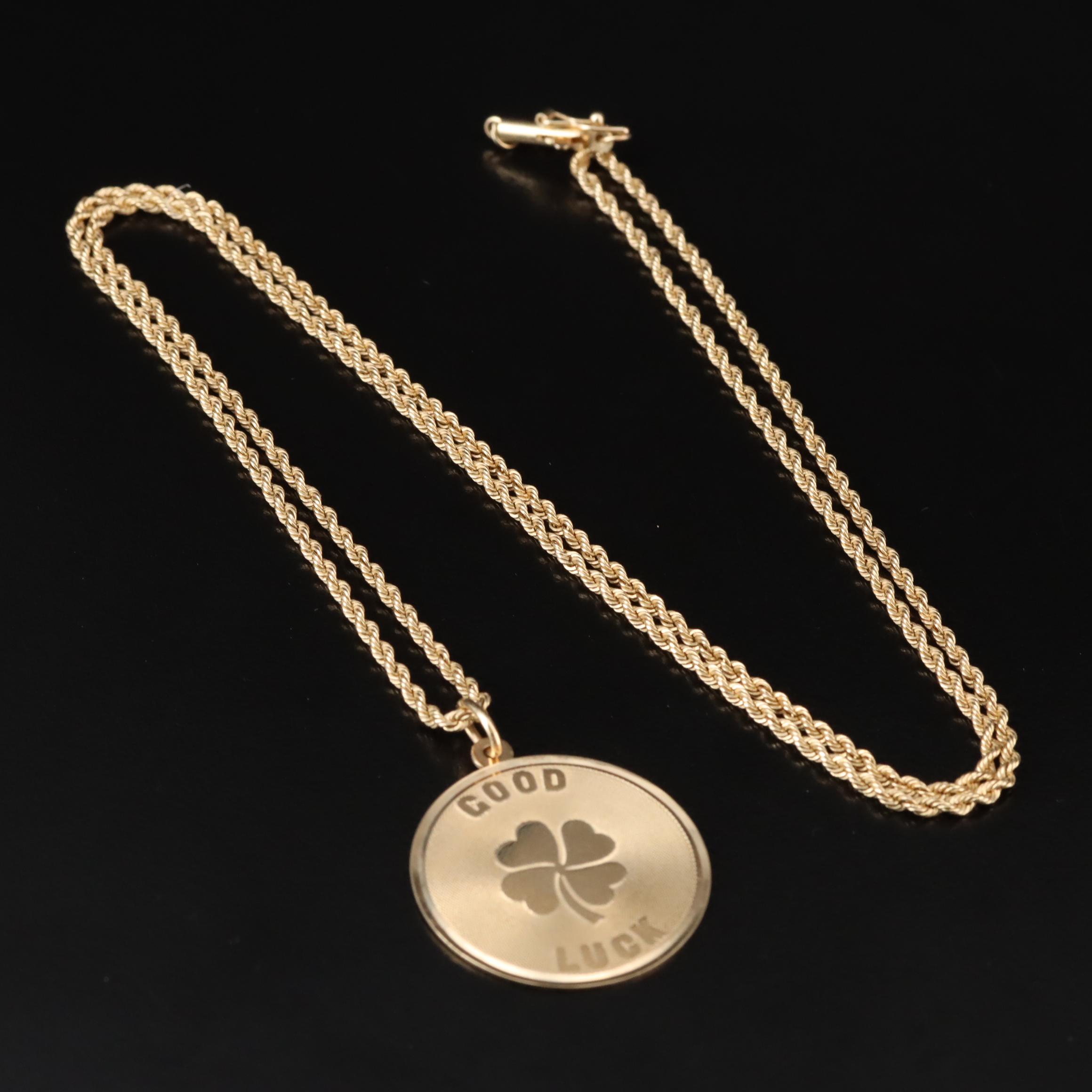 14K "Good Luck" Pendant Necklace