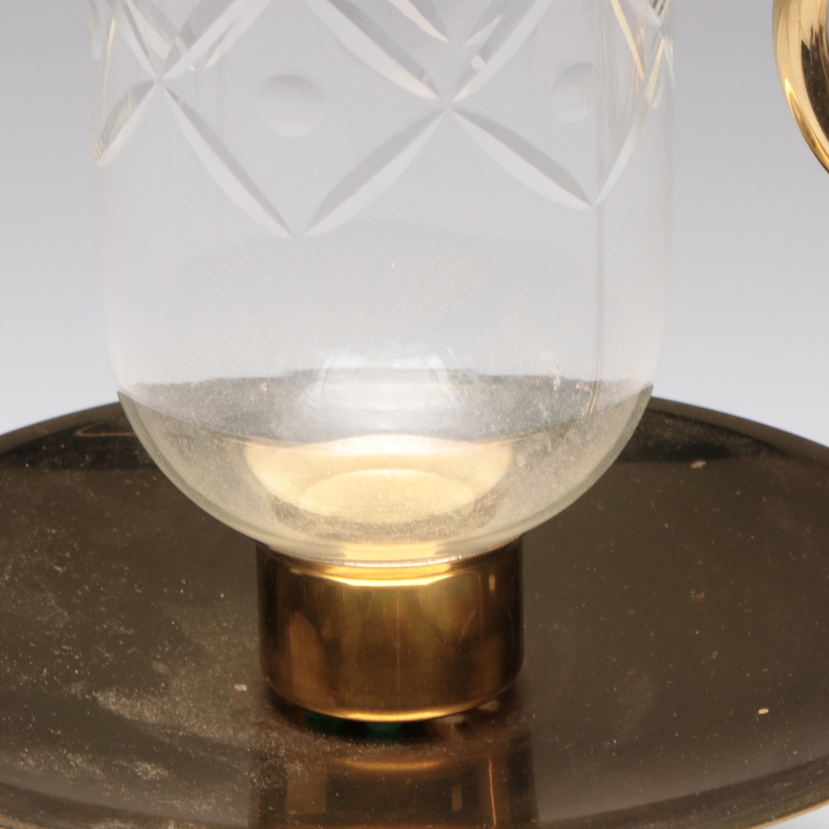 Baldwin Brass with Cut Glass Hurricane Candle Holder
