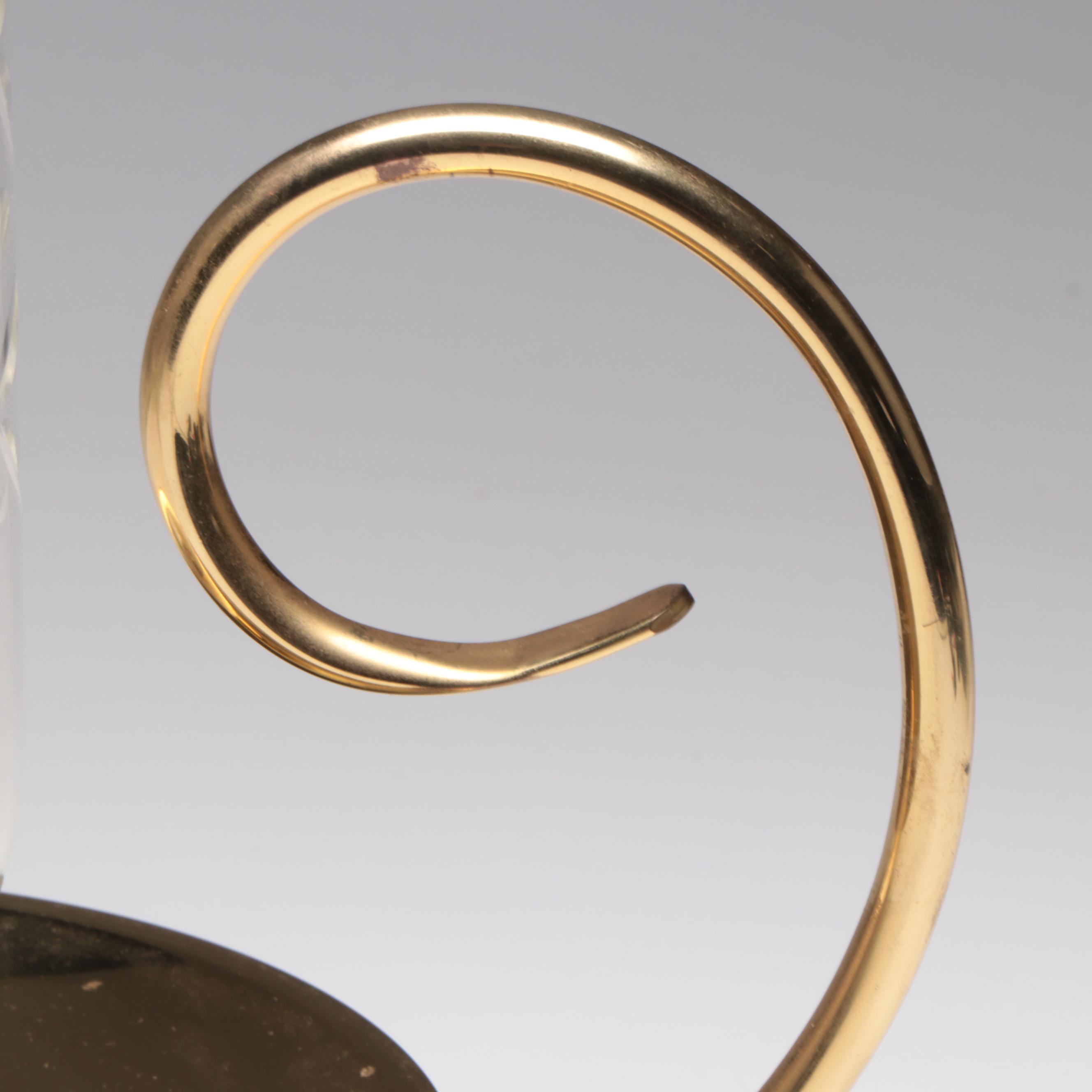 Baldwin Brass with Cut Glass Hurricane Candle Holder