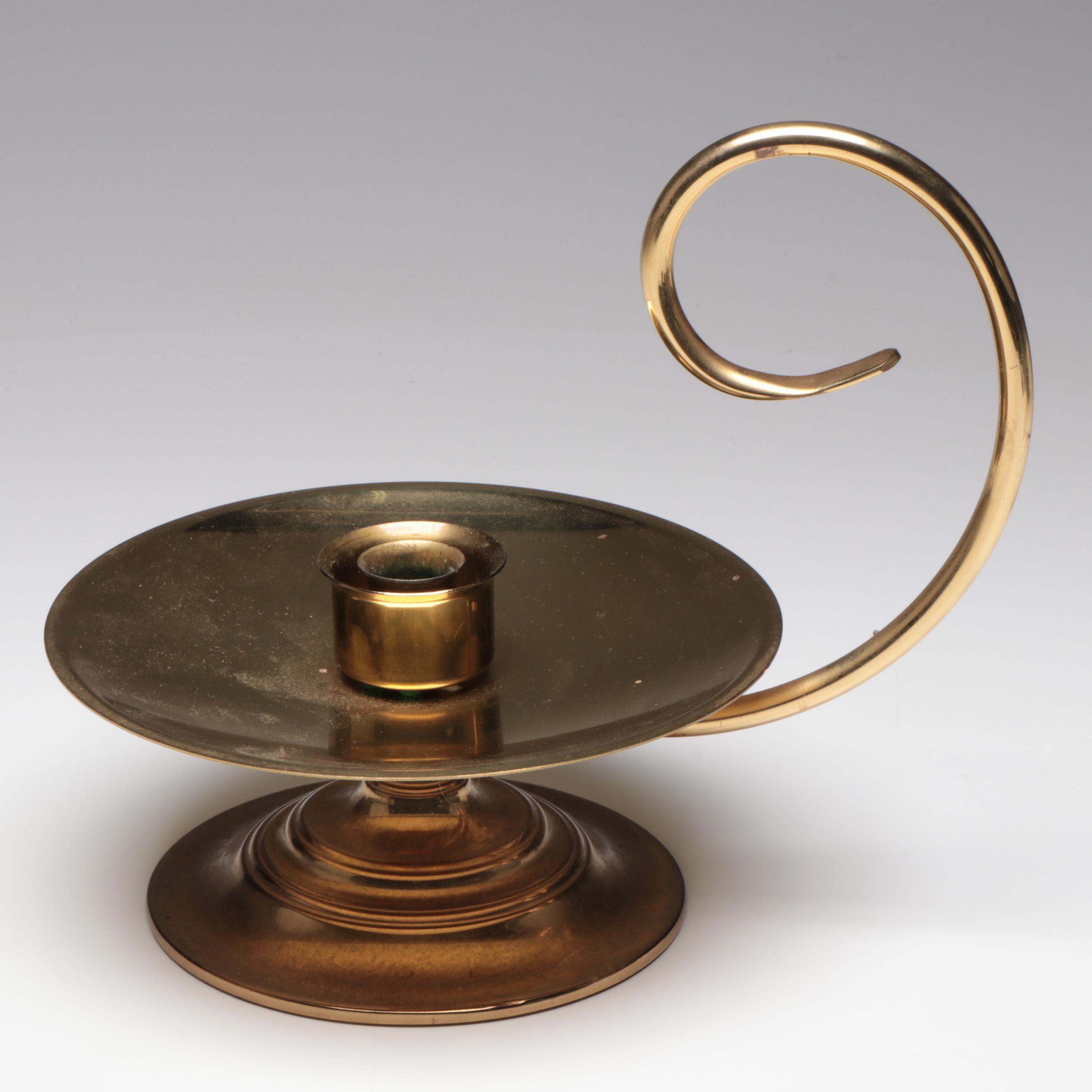 Baldwin Brass with Cut Glass Hurricane Candle Holder