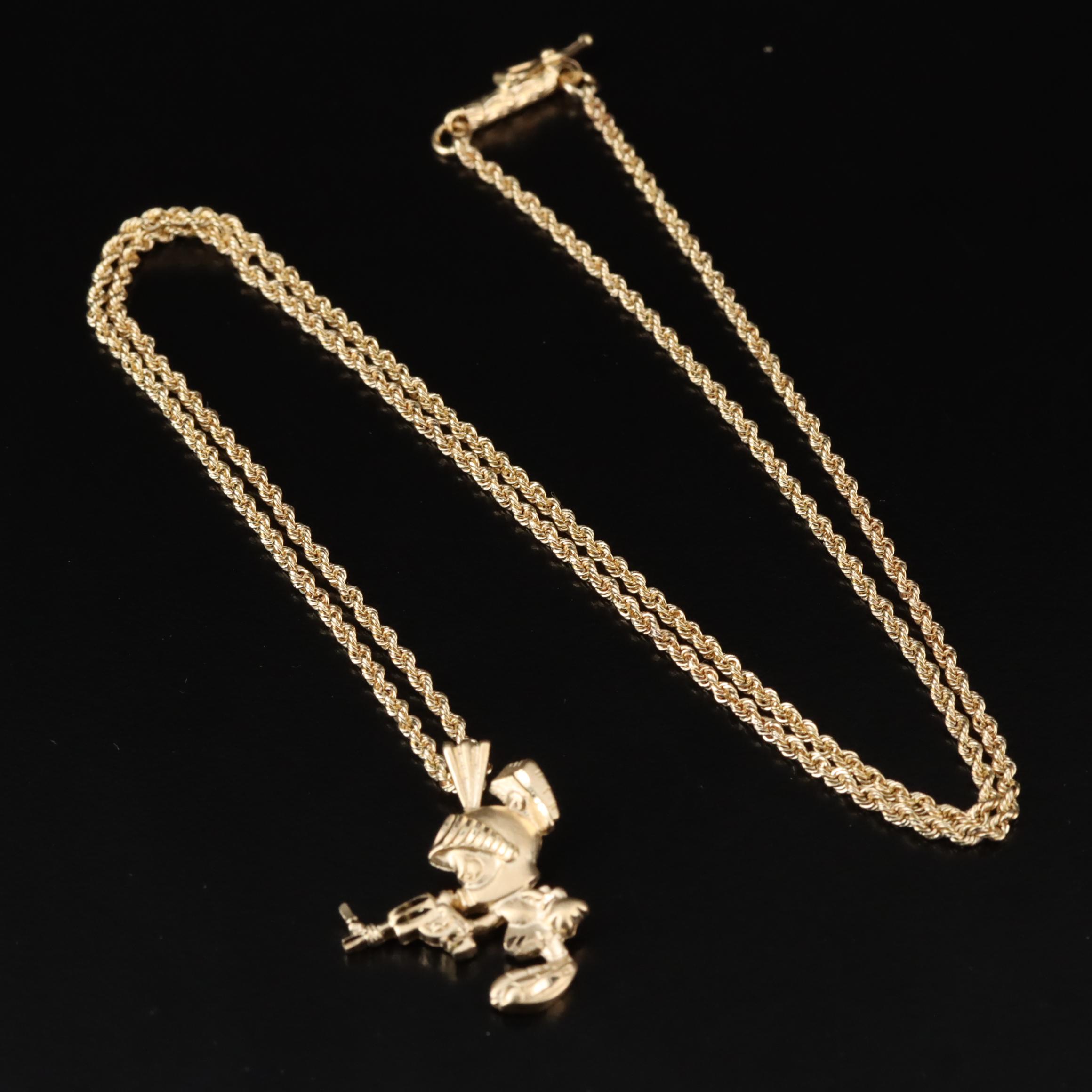 Looney Tunes Marvin the Martian 14K Pendant Necklace
