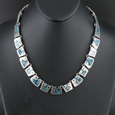 Vintage Mexican Sterling Chip Stone Necklace