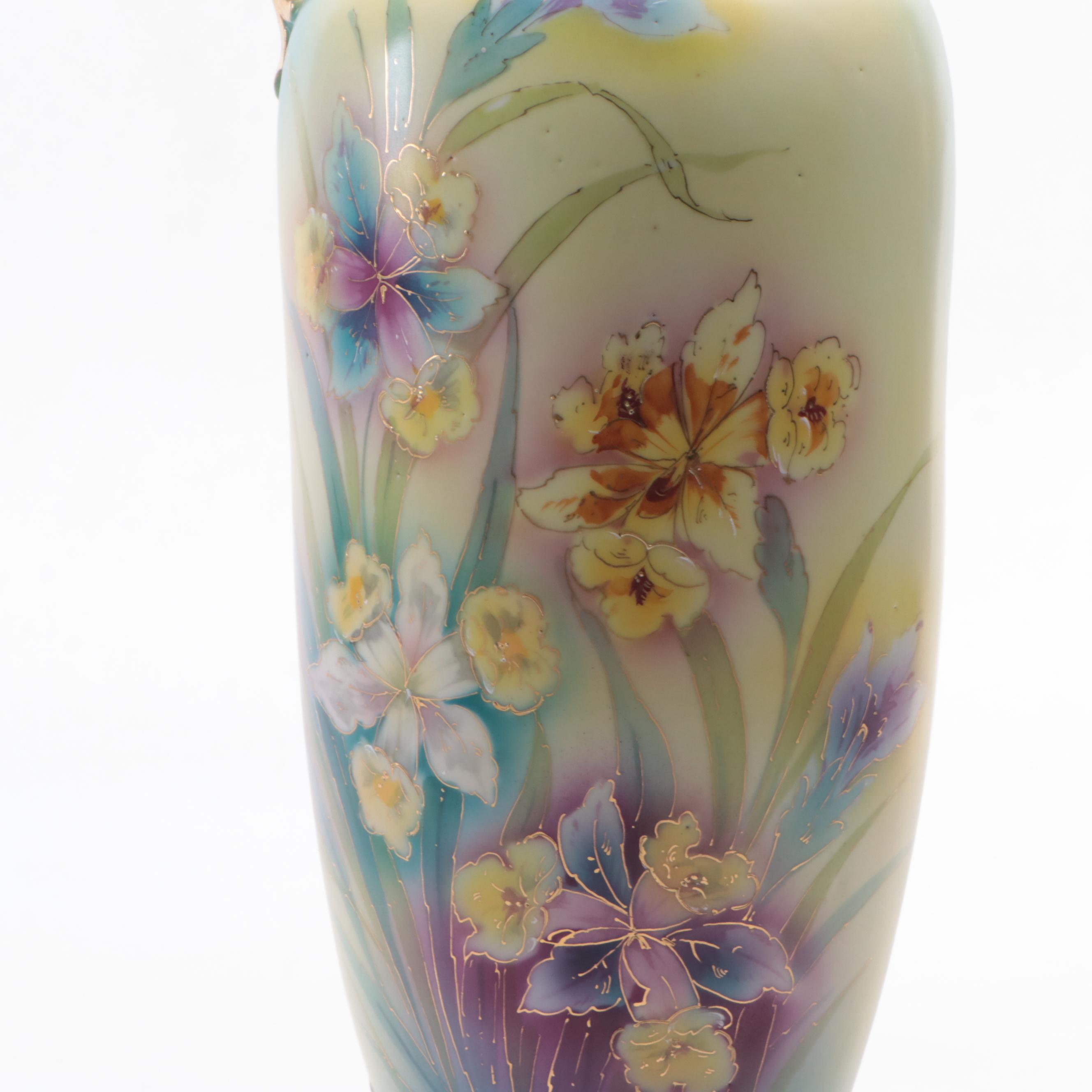 German Erdmann Schlegelmilch Hand-Painted Gilt Porcelain Ewer, Early 20th C.