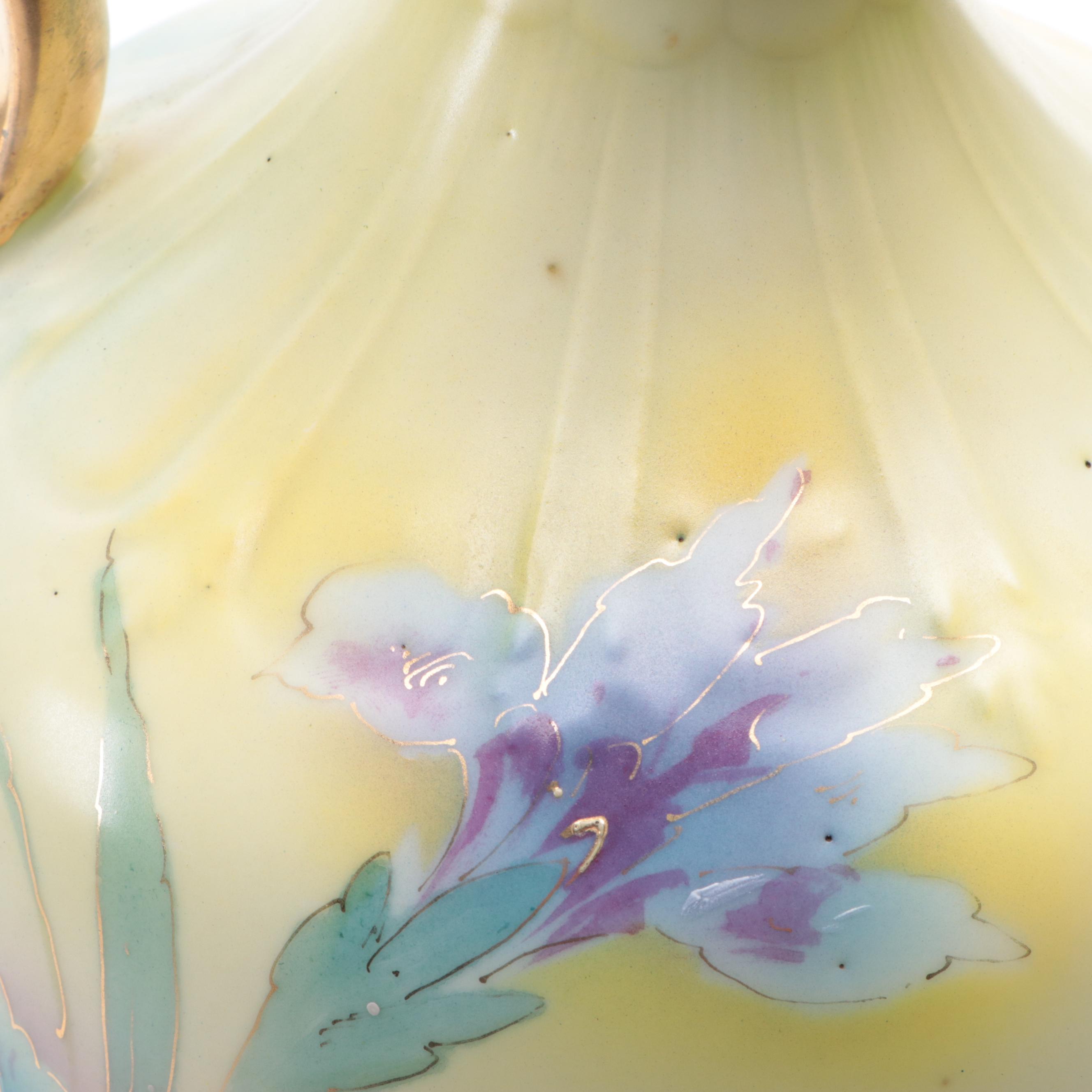 German Erdmann Schlegelmilch Hand-Painted Gilt Porcelain Ewer, Early 20th C.