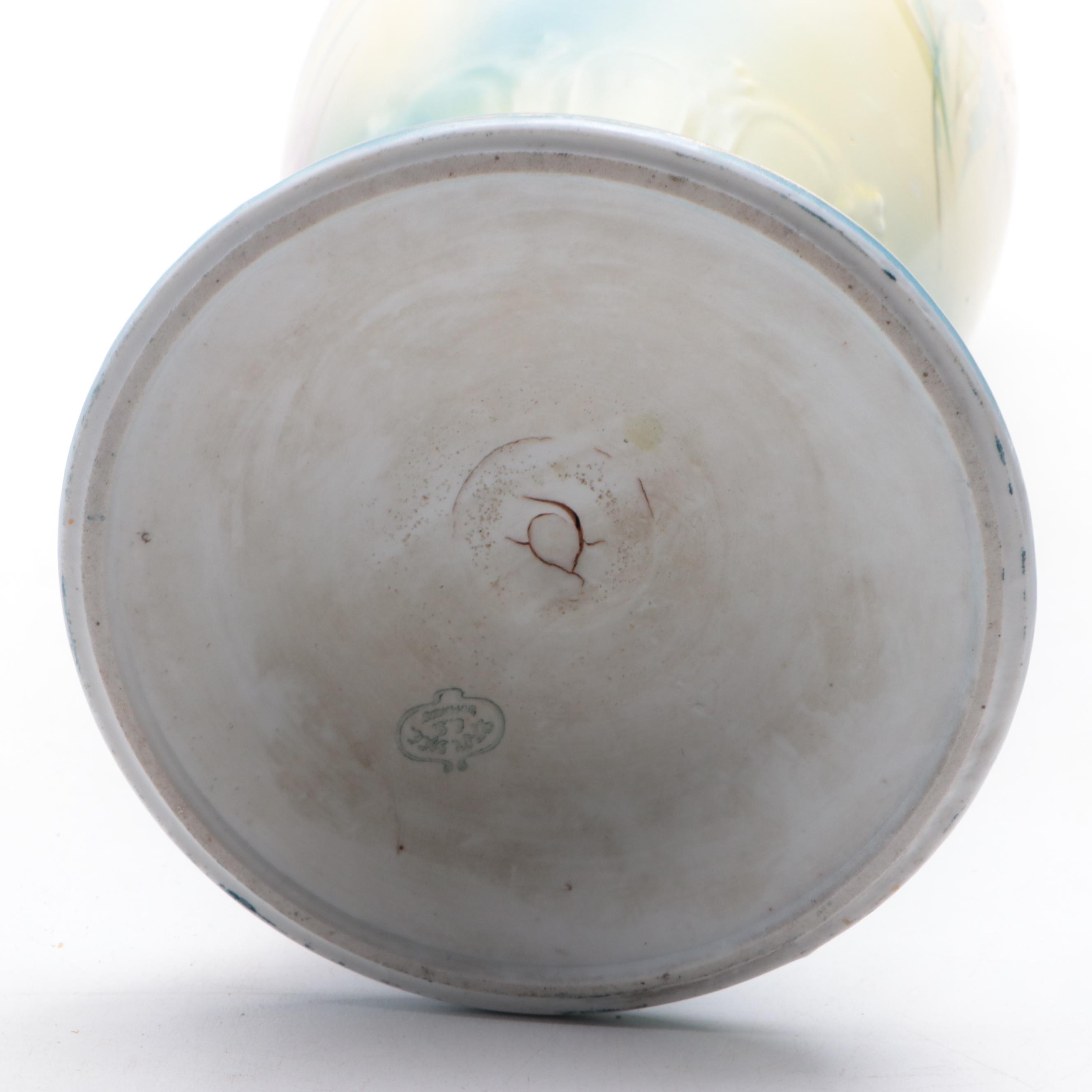 German Erdmann Schlegelmilch Hand-Painted Gilt Porcelain Ewer, Early 20th C.