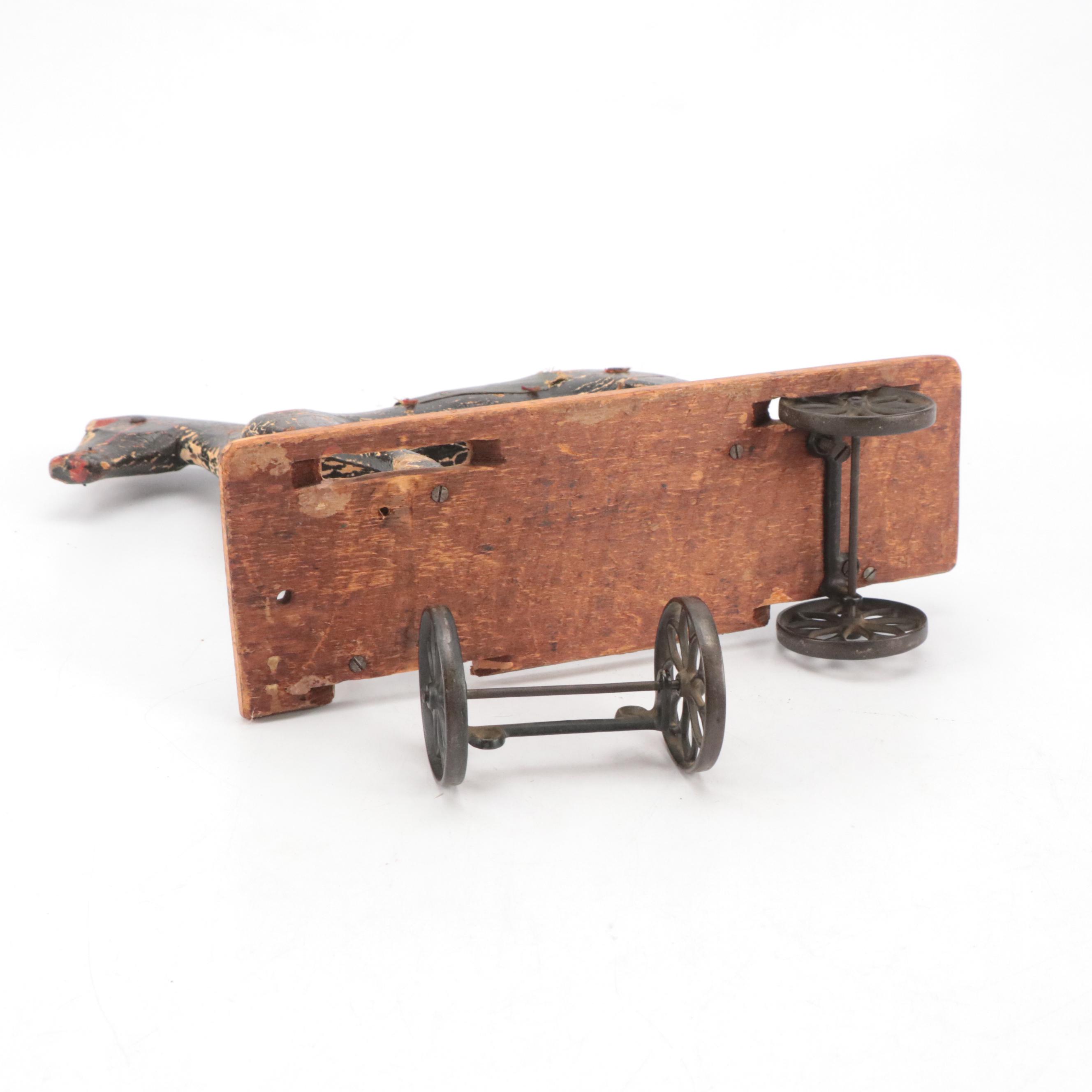 Victorian Folk Art Wooden Horse Pull Toy, Late 19th/ Early 20th Century