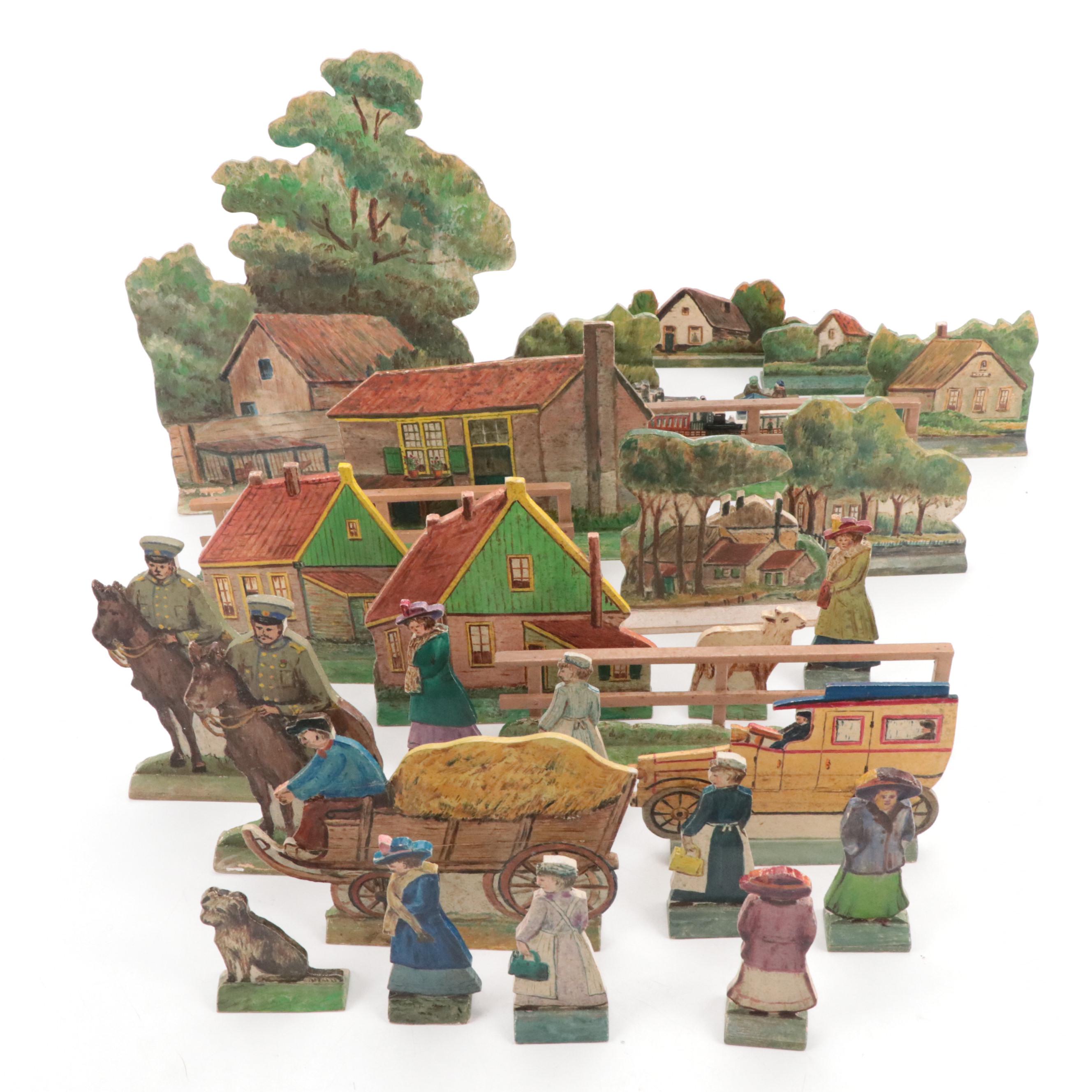 Canadian Neerlandia Hand-Painted Wood Village Figurines
